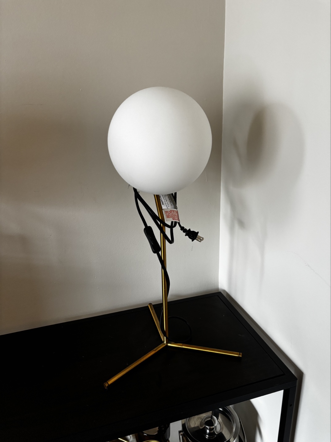 Pair of Modern Gold Table Lamps with White Globe Shades - photo 2