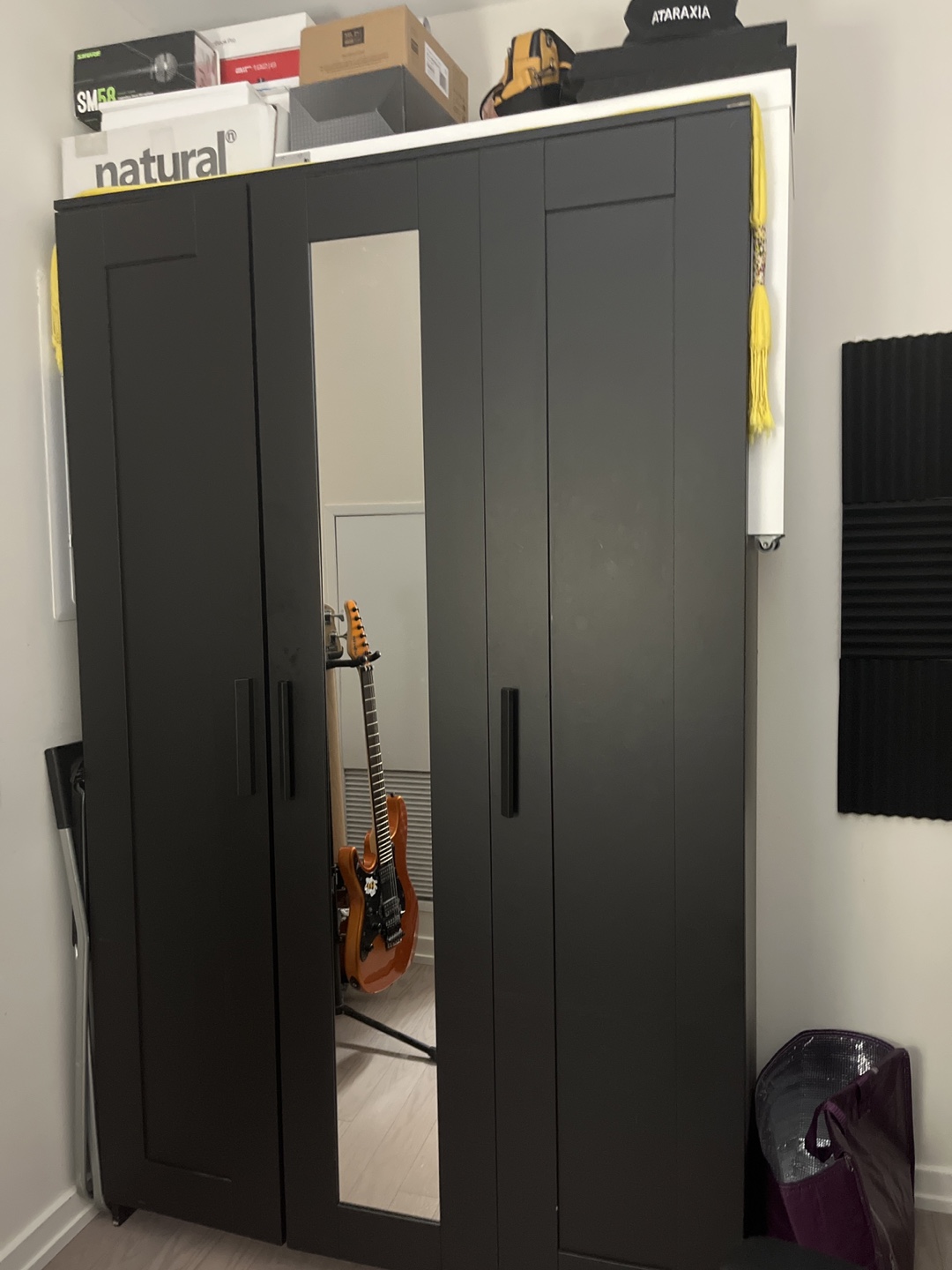 IKEA black Wardrobe Armoire with Mirror