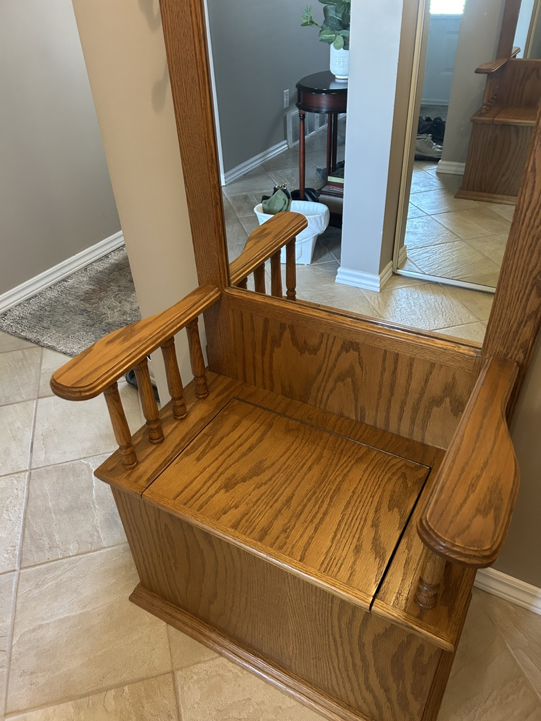 Hall Tree with Mirror and Bench