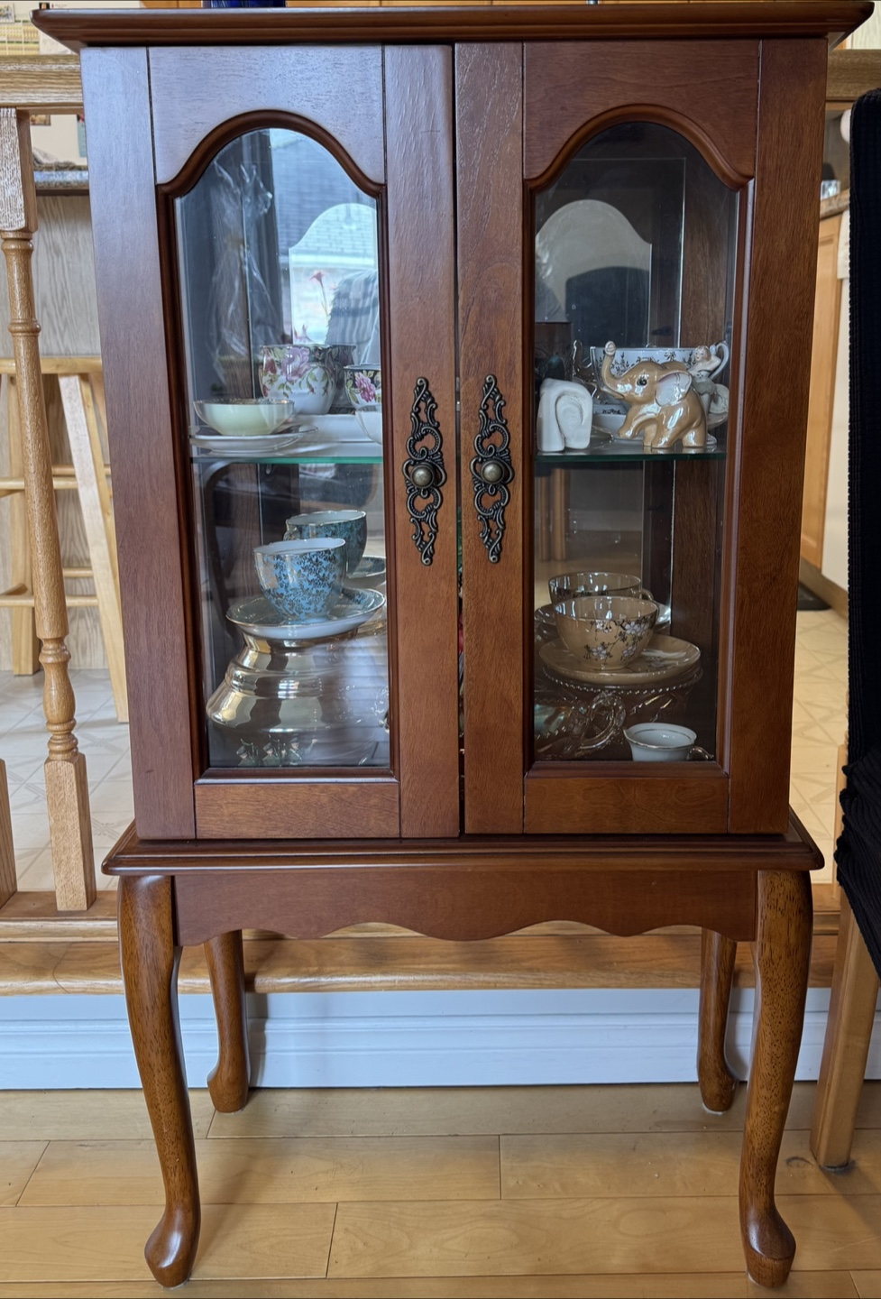 Wooden Curio Cabinet with Glass Doors