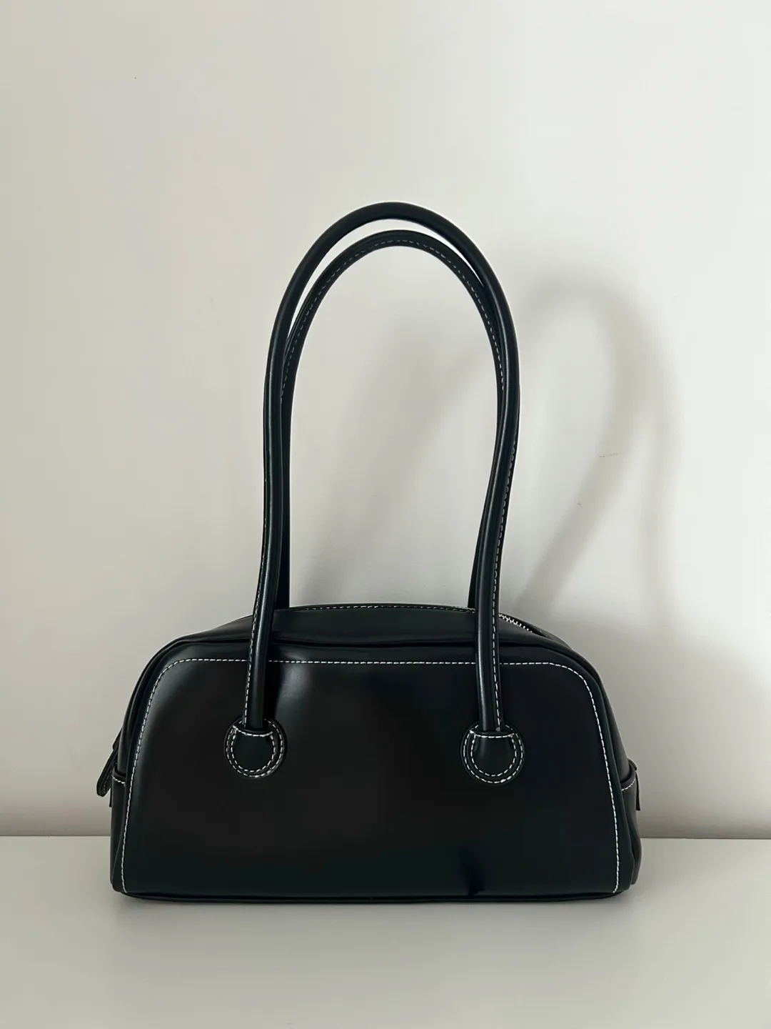 Matte Black Leather Shoulder Bag thumbnail