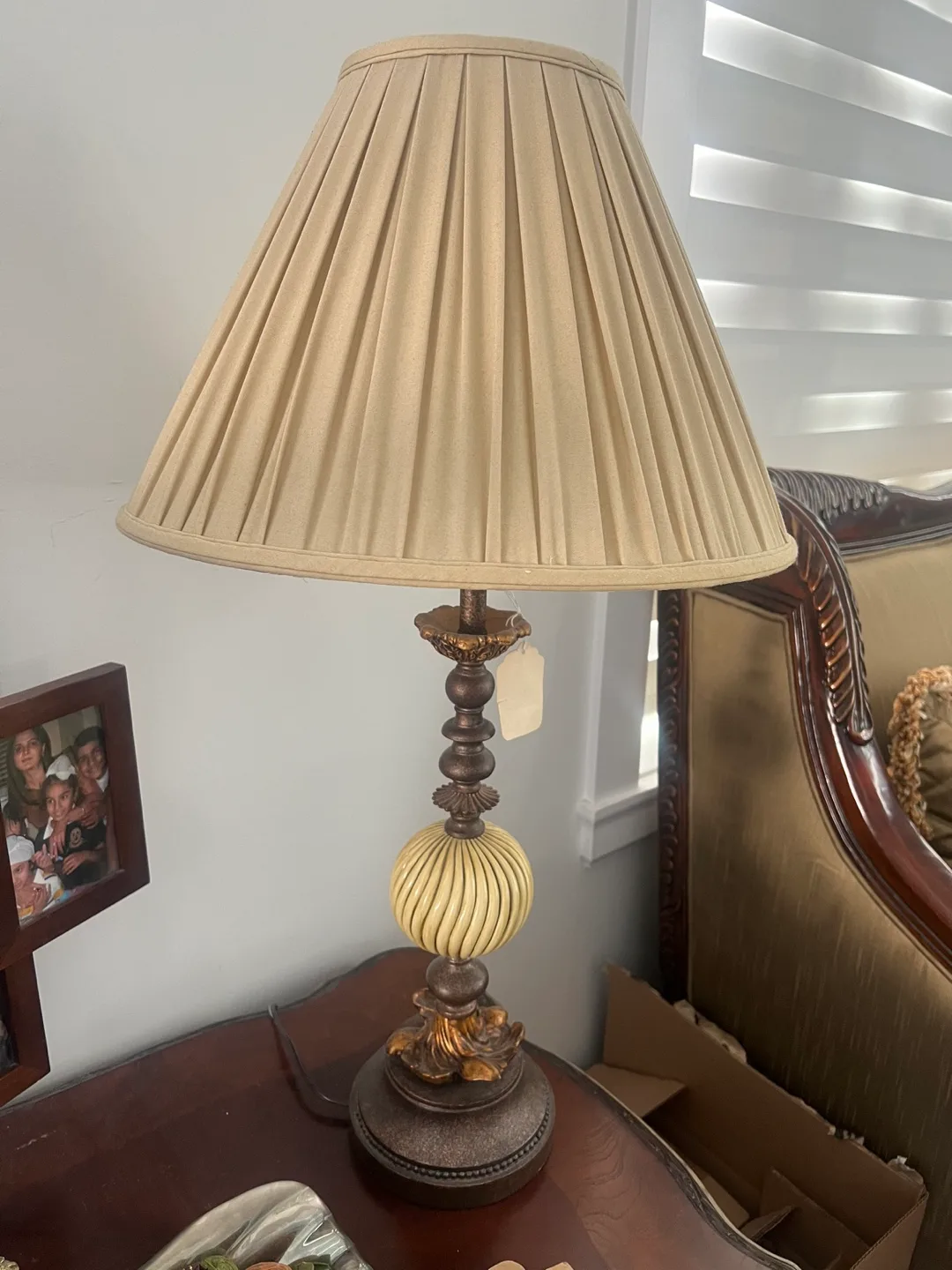 Vintage Table Lamp with Pleated Shade thumbnail