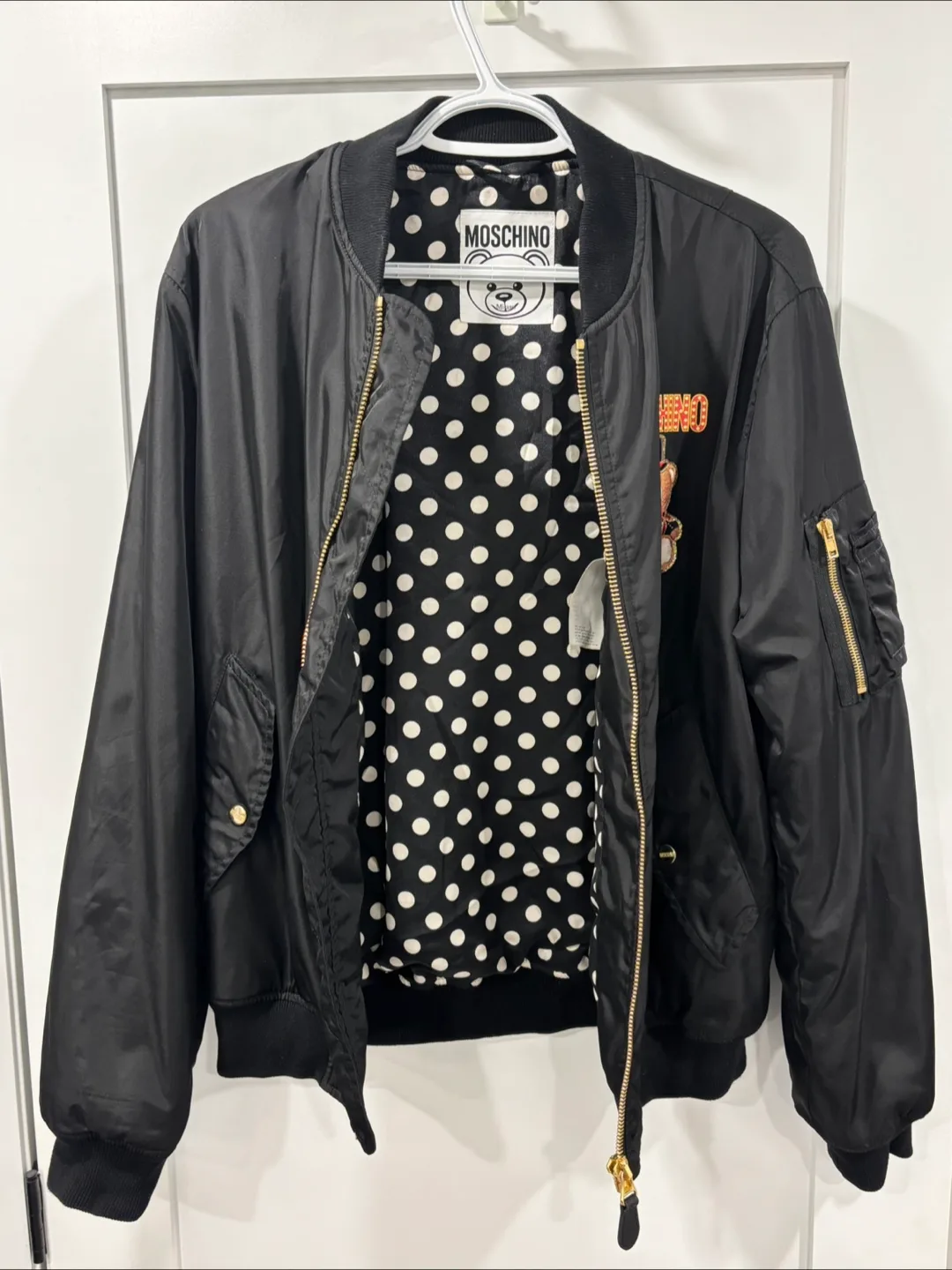 Moschino Black Bomber Jacket with Teddy Bear image indicator(2)