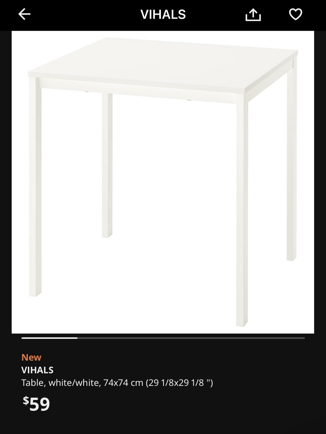 IKEA VIHALS White Table