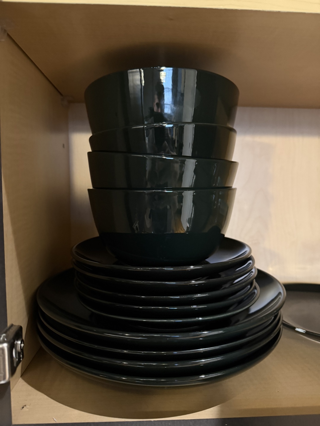 Set of Black Bowls and Plates