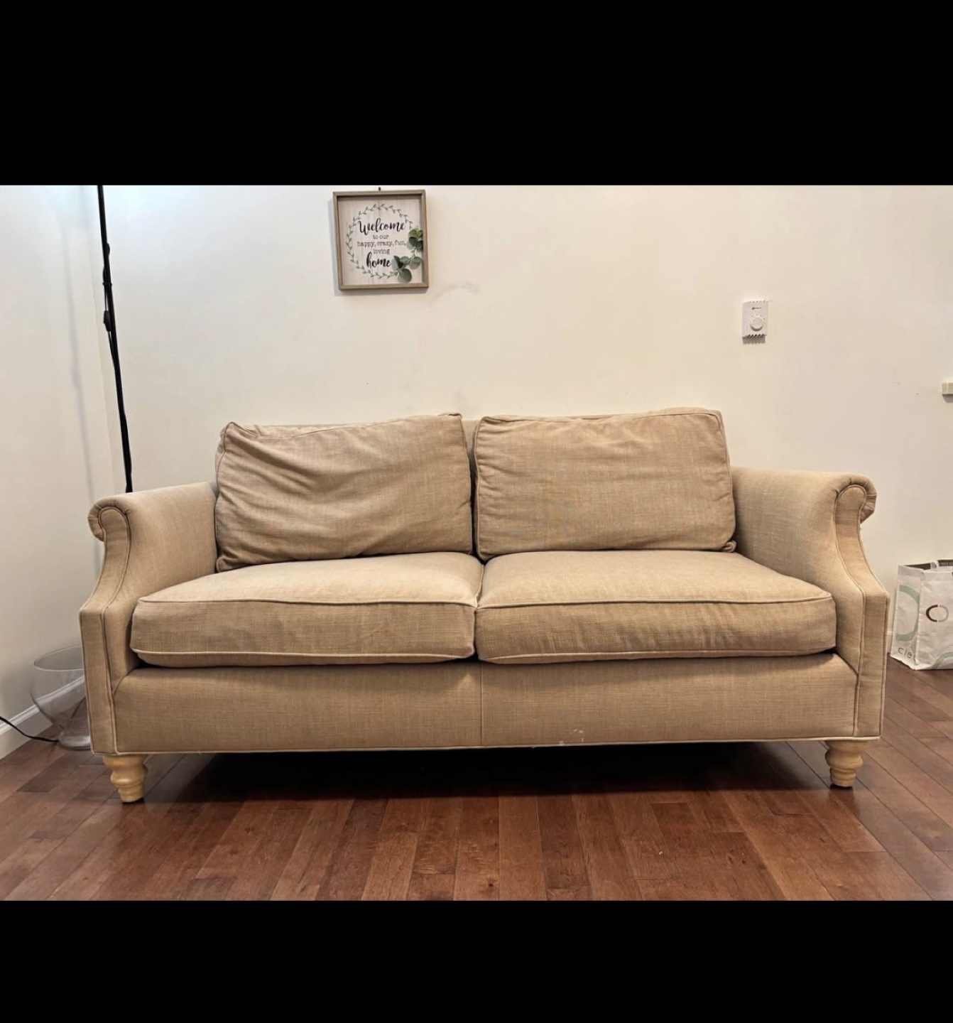 Beige Linen Sofa