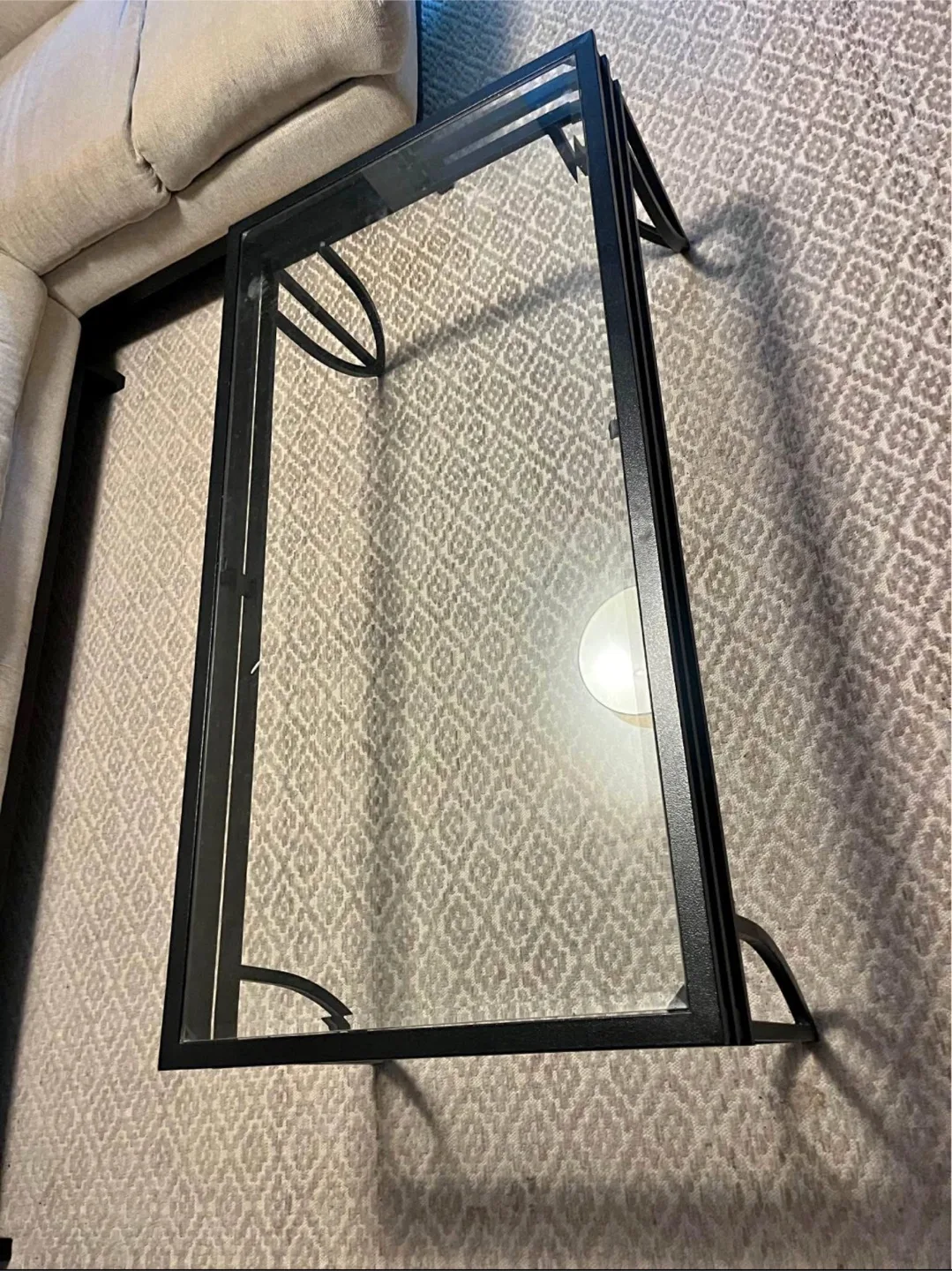 Glass-top Coffee Table with Black Metal Frame image indicator(2)