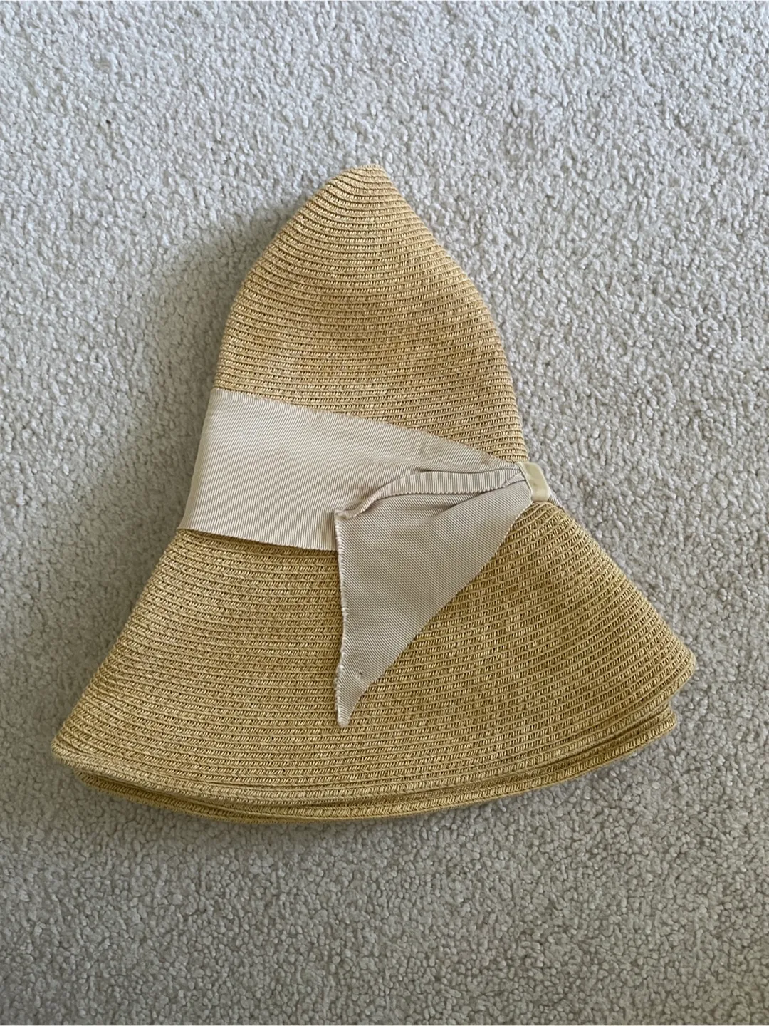 japan Beige Straw Sun Hat with Bow thumbnail
