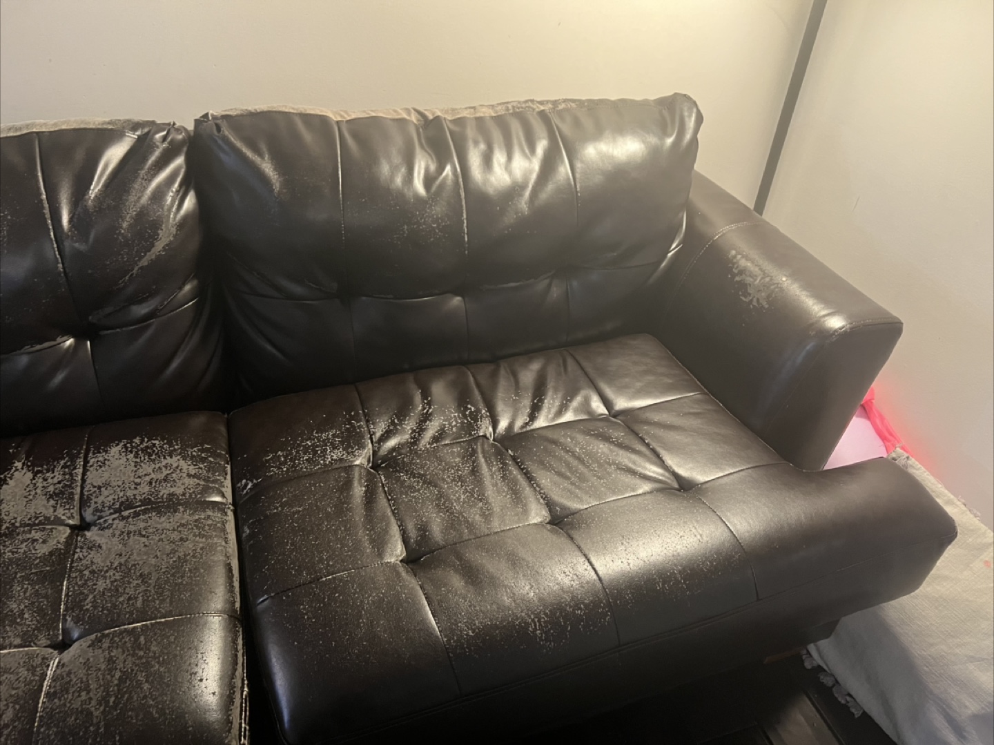 Black Leather Sofa - photo 3