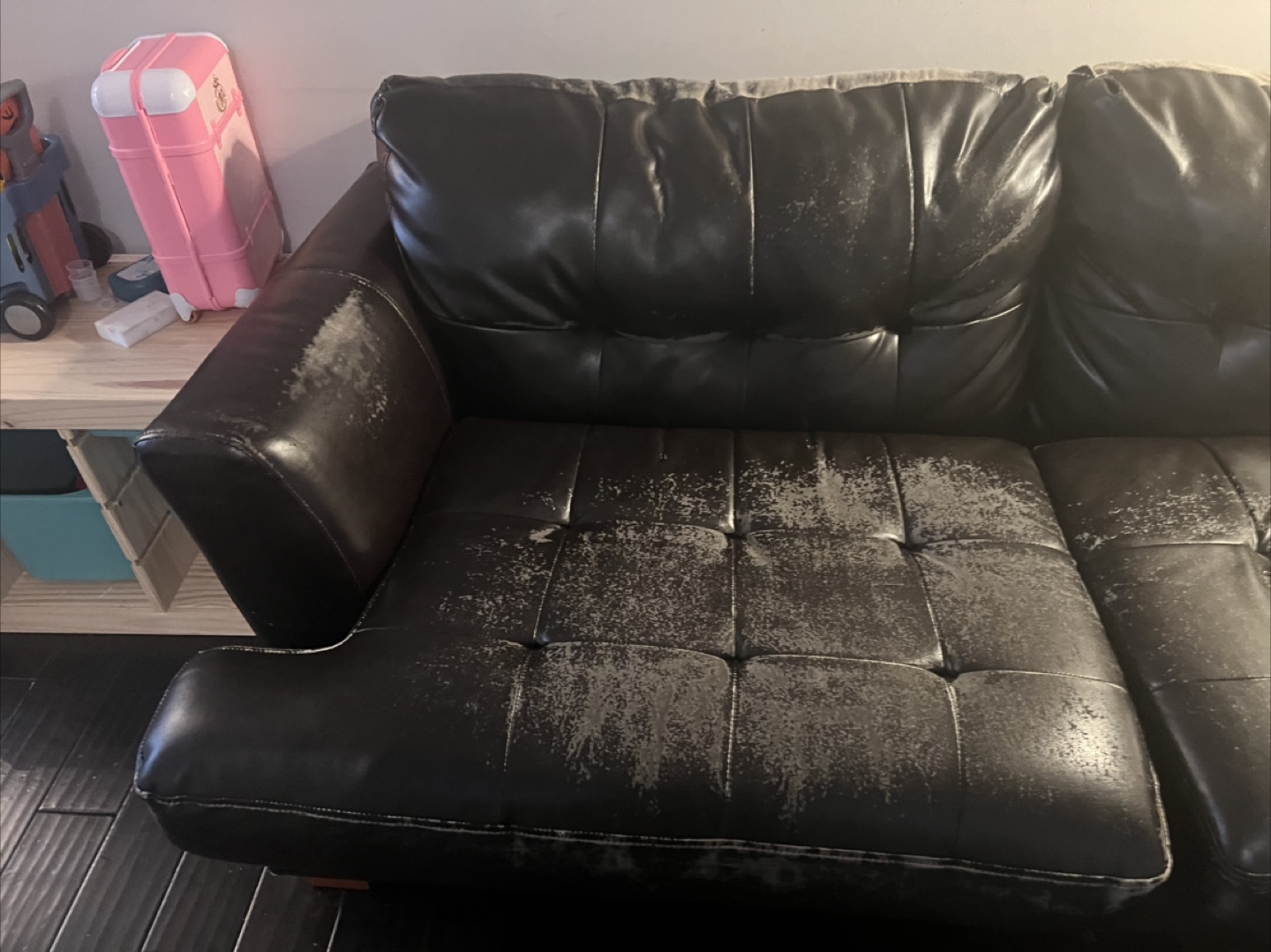 Black Leather Sofa - photo 2