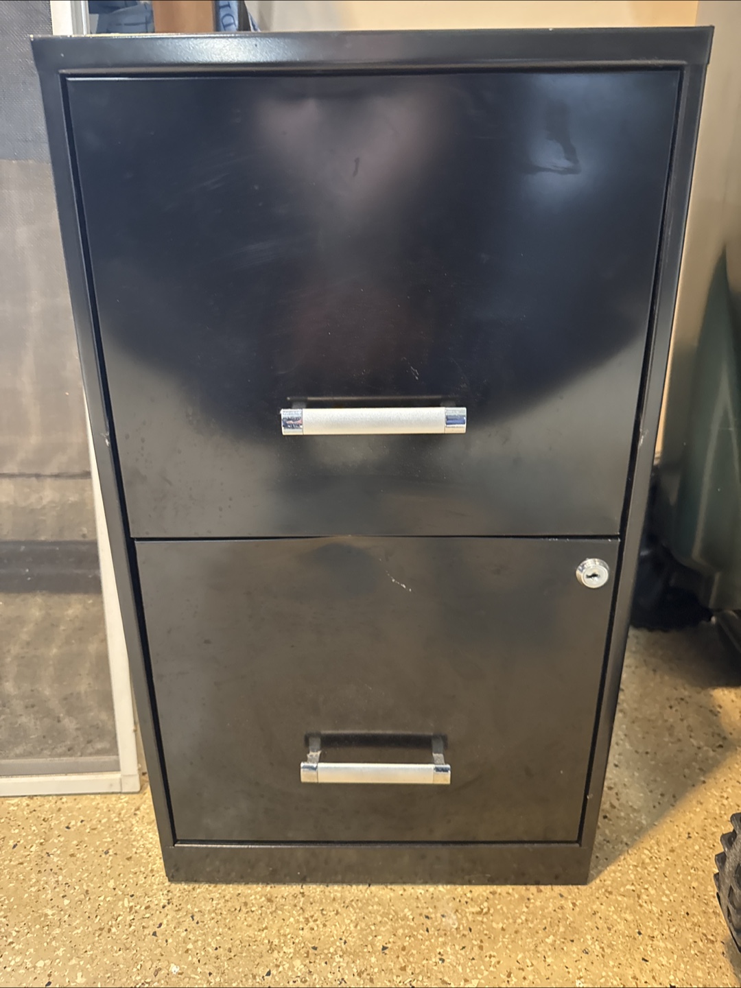 Black Metal 2-Drawer File Cabinet