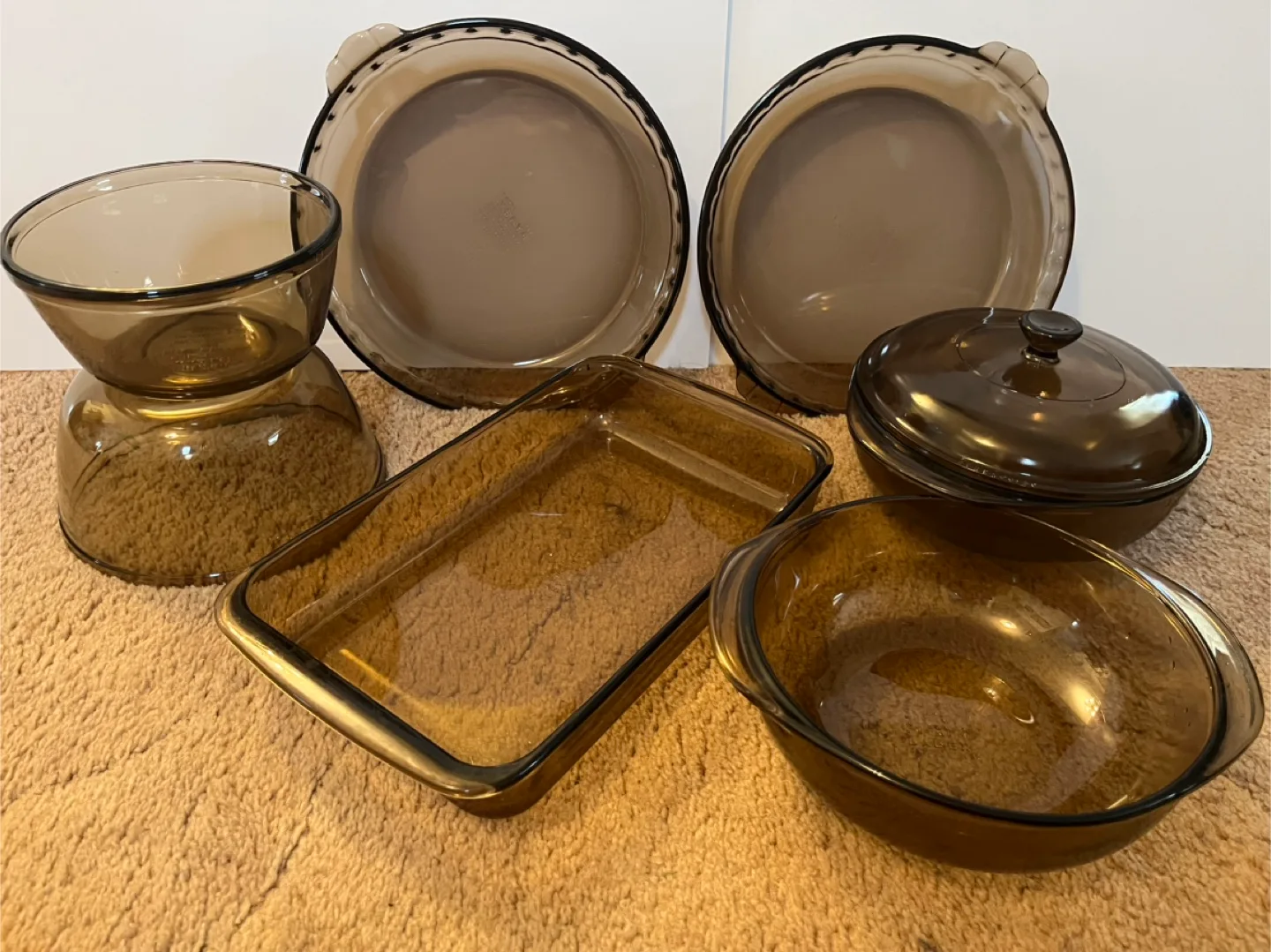 Vintage Pyrex Brown Glass Bakeware Set thumbnail