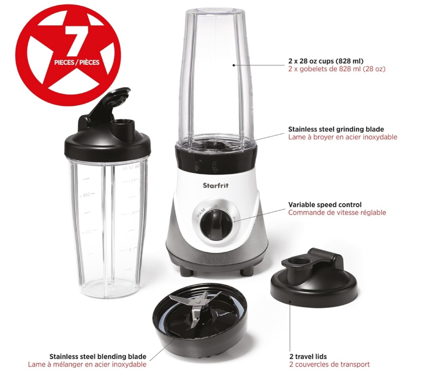 Starfrit Personal Blender with Two Travel Cups - photo 3