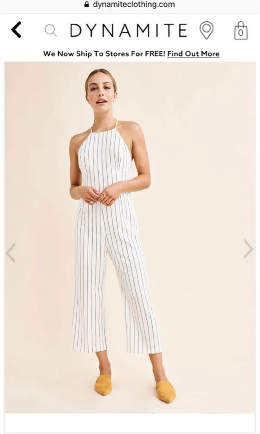 Dynamite Women's White and Black Striped Jumpsuit - Size XS thumbnail