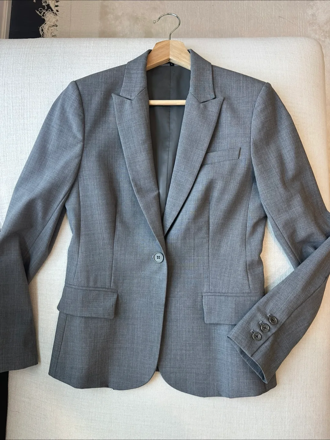 Theory Wool Blazer Gabe Sevona Women Size 6 Gray Slim Fit thumbnail
