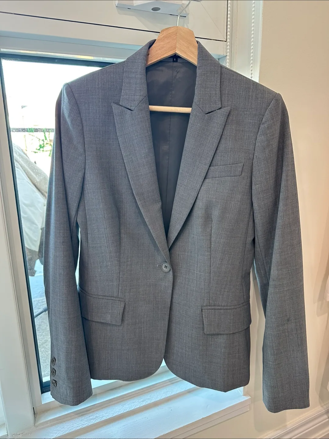 Theory Wool Blazer Gabe Sevona Women Size 6 Gray Slim Fit image indicator(2)