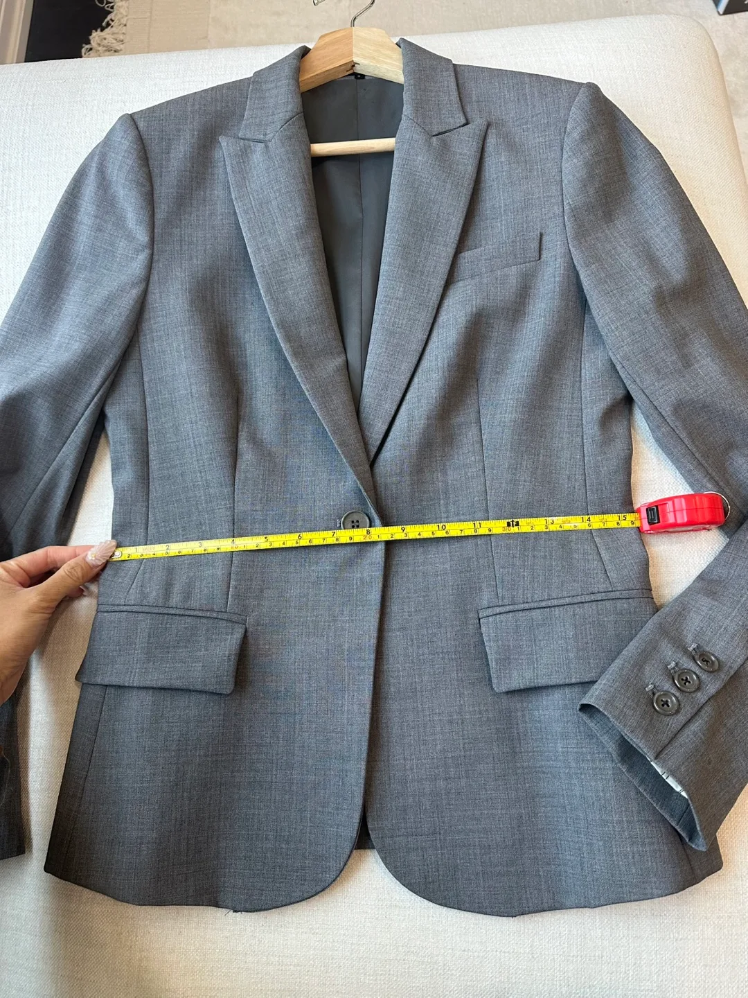 Theory Wool Blazer Gabe Sevona Women Size 6 Gray Slim Fit image indicator(8)