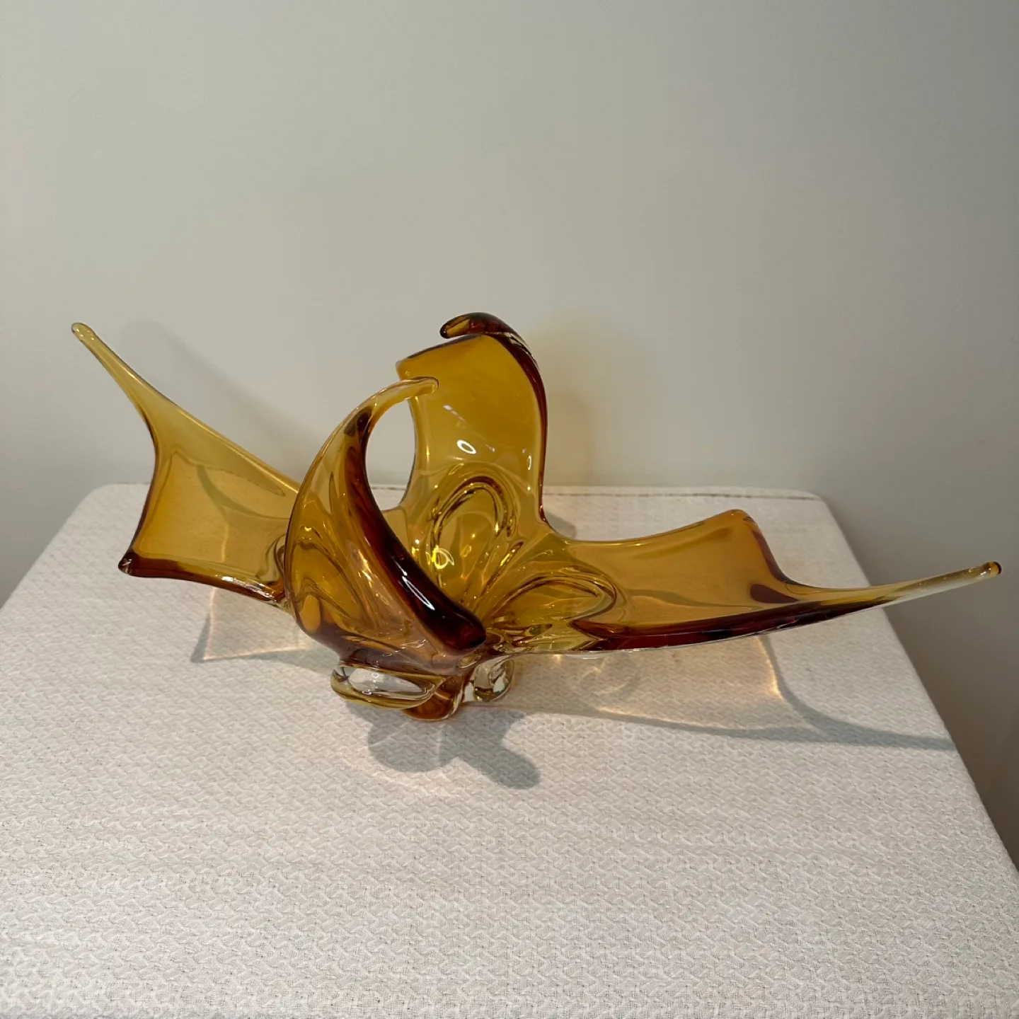 Mid-Century Modern Amber Glass Sculpture thumbnail