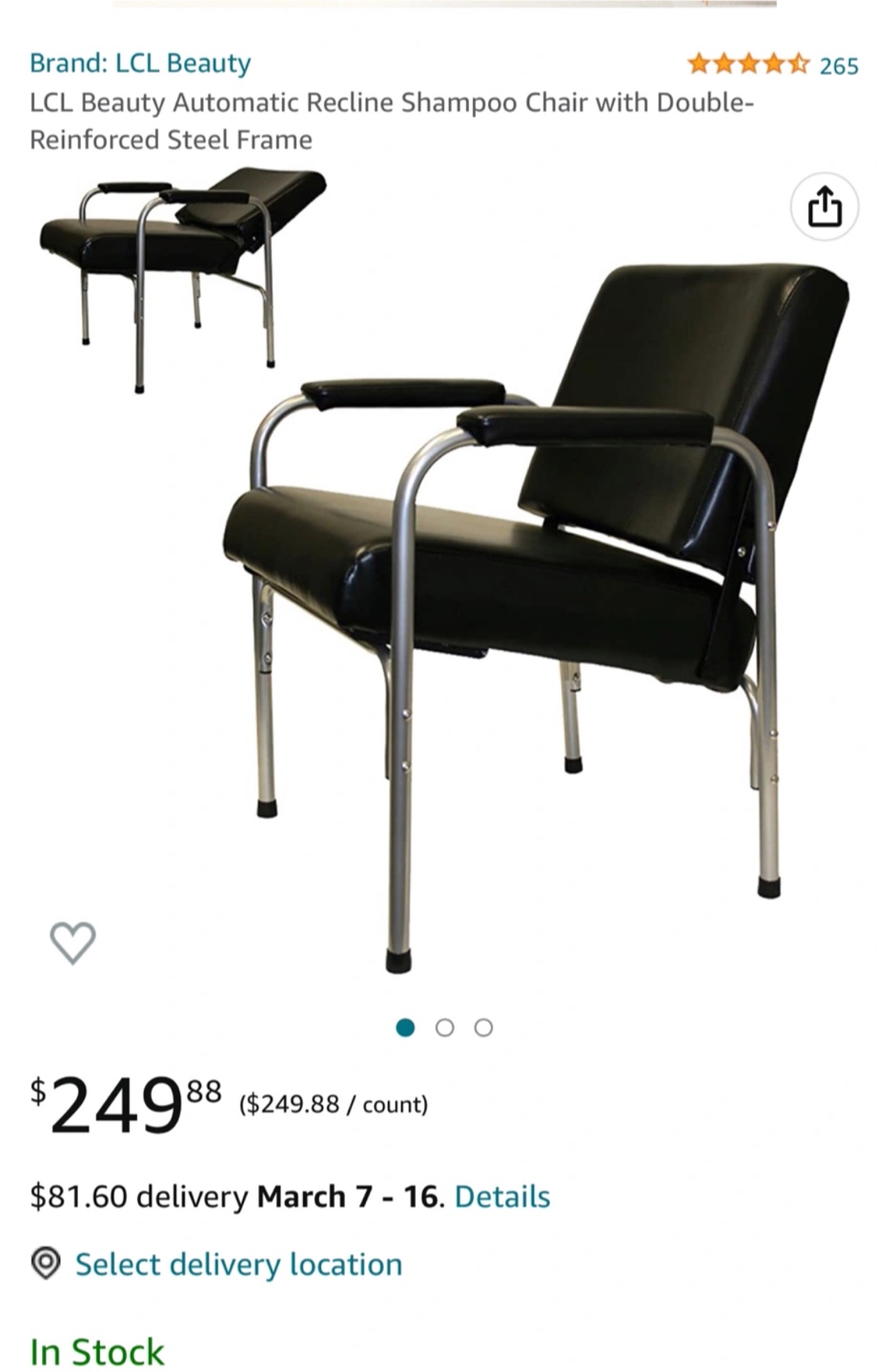 Black pedestal hair washing sink with recycling chair
