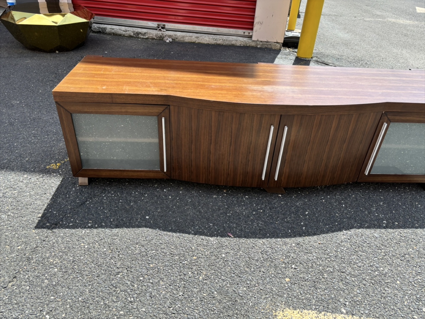Modern Curved Wood  tv stand Media Console