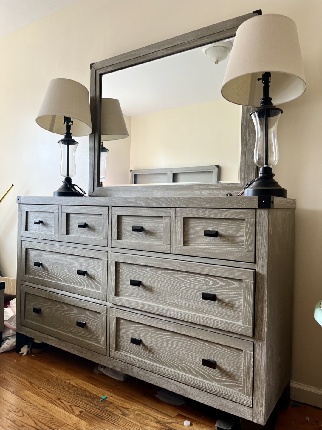 Brand New Gray Wooden Dresser with Mirror - photo 3