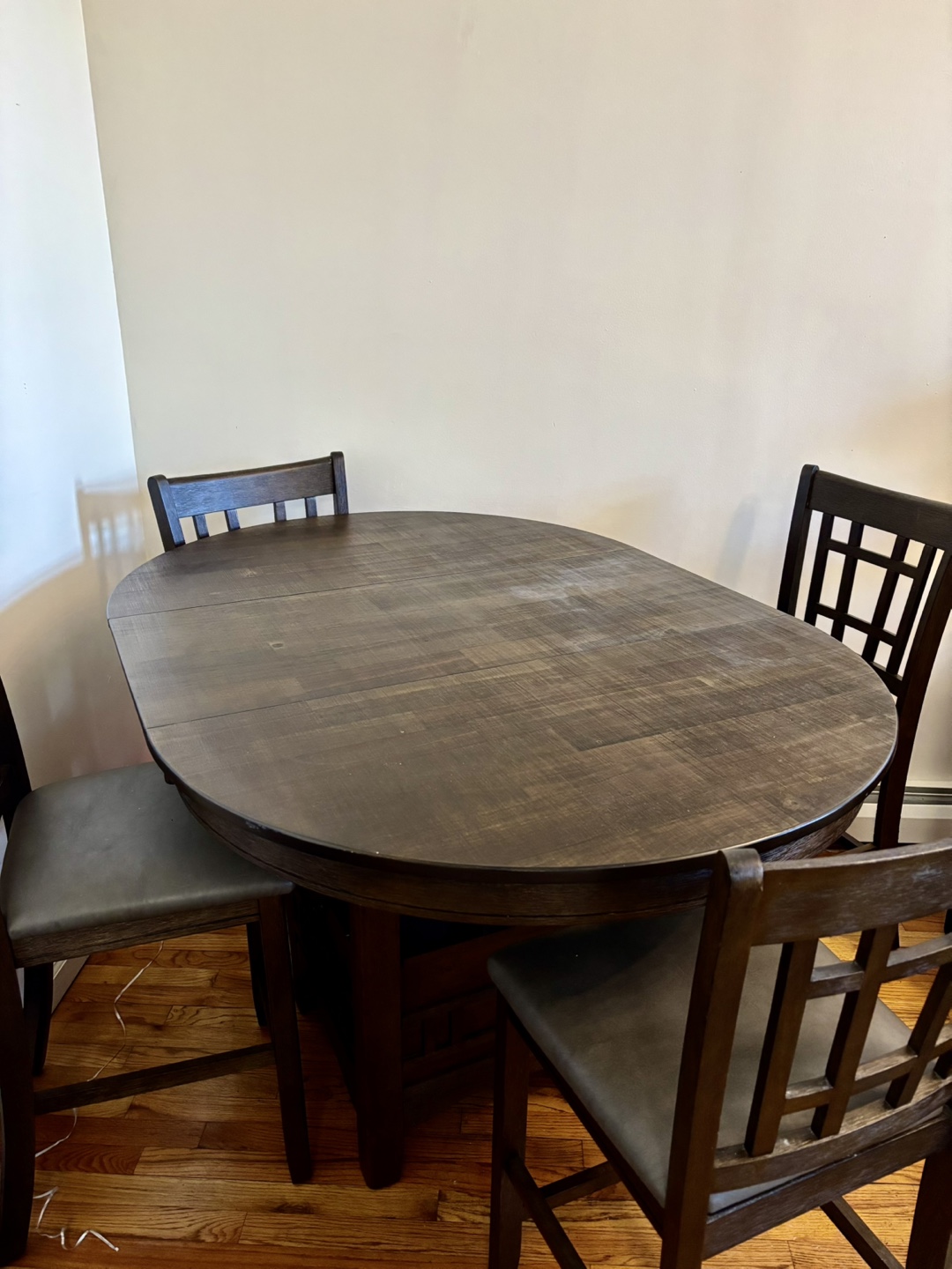 4 Chair Dark Brown Wood Dining Set with Storage