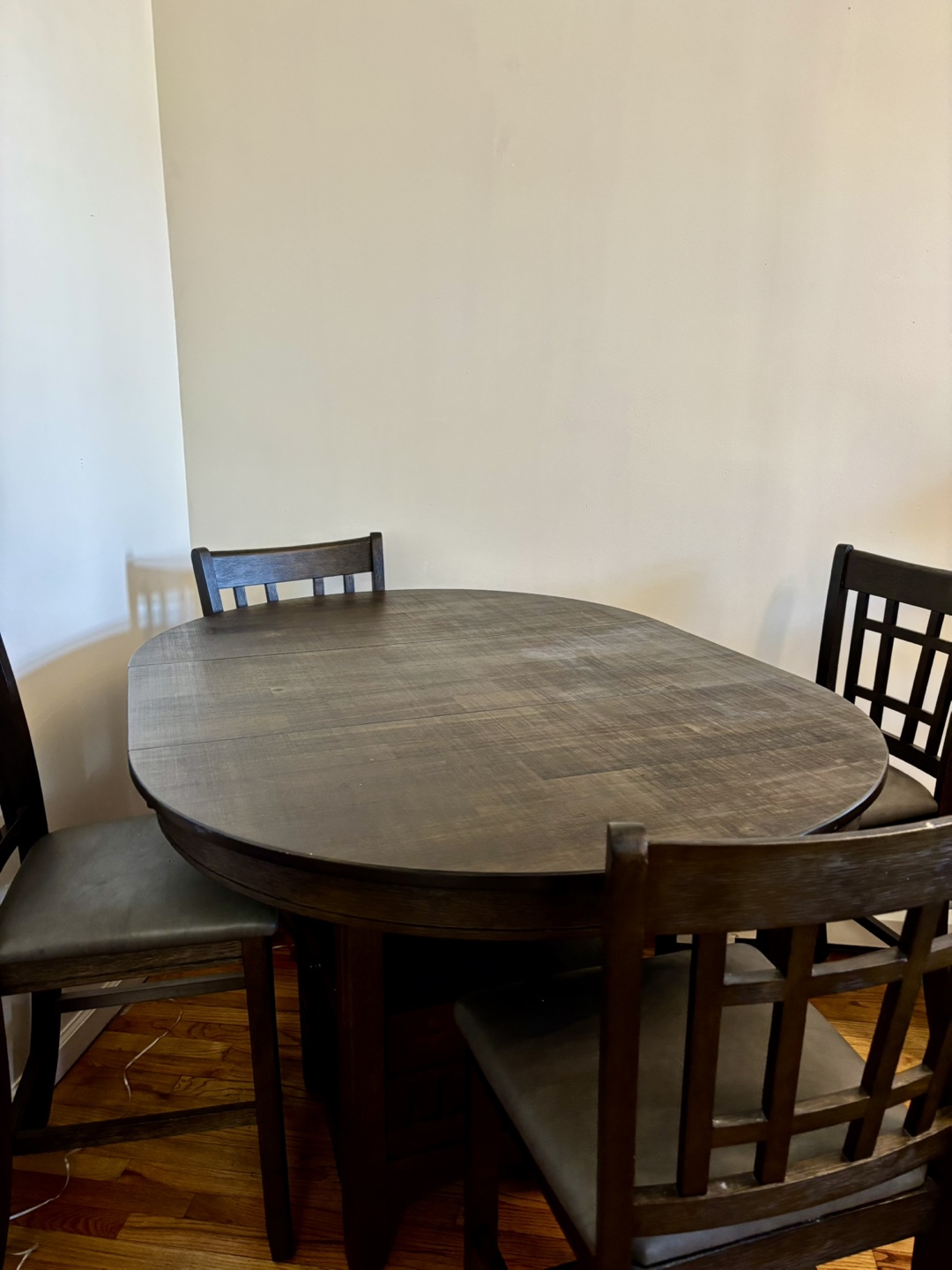 4 Chair Dark Brown Wood Dining Set with Storage - photo 2