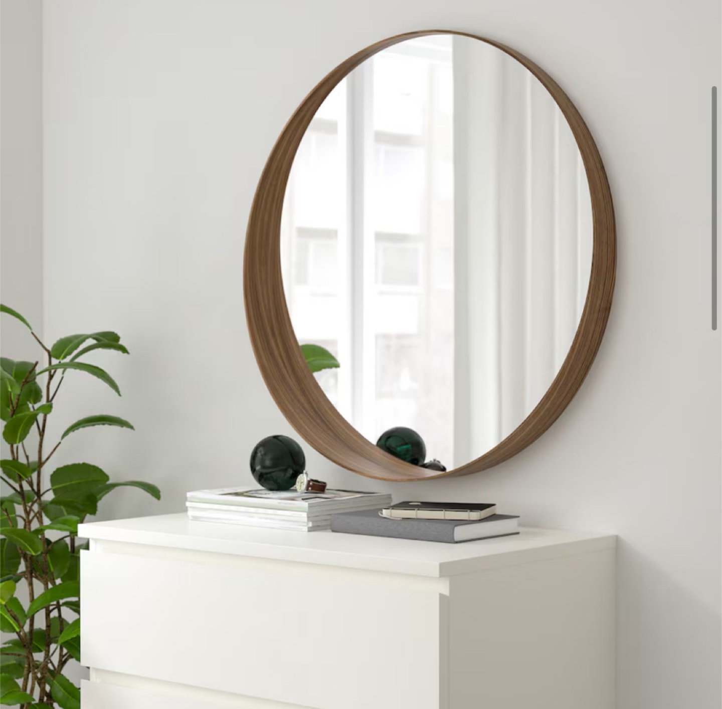 IKEA STOCKHOLM Round Wall Mirror - Walnut Veneer - photo 2