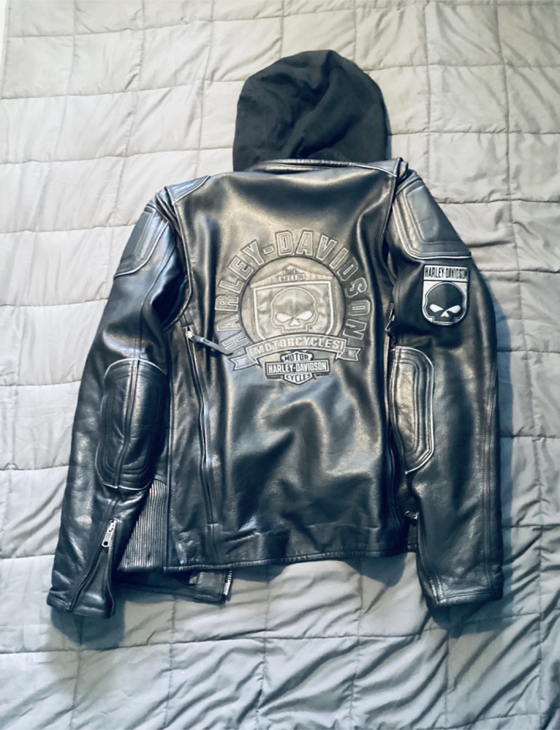Harley-Davidson Men's Leather Jacket with Detachable Hood