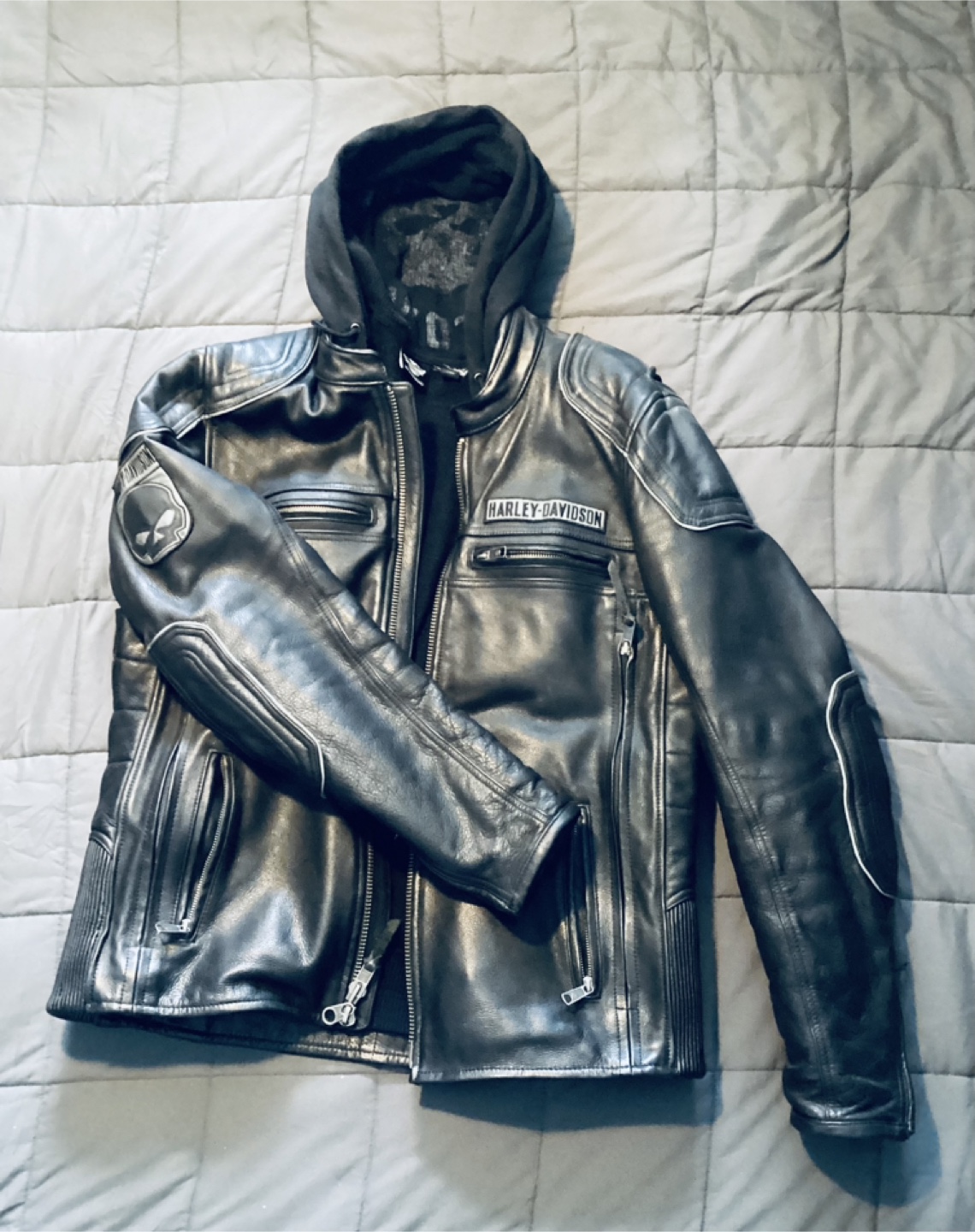 Harley-Davidson Men's Leather Jacket with Detachable Hood - photo 2