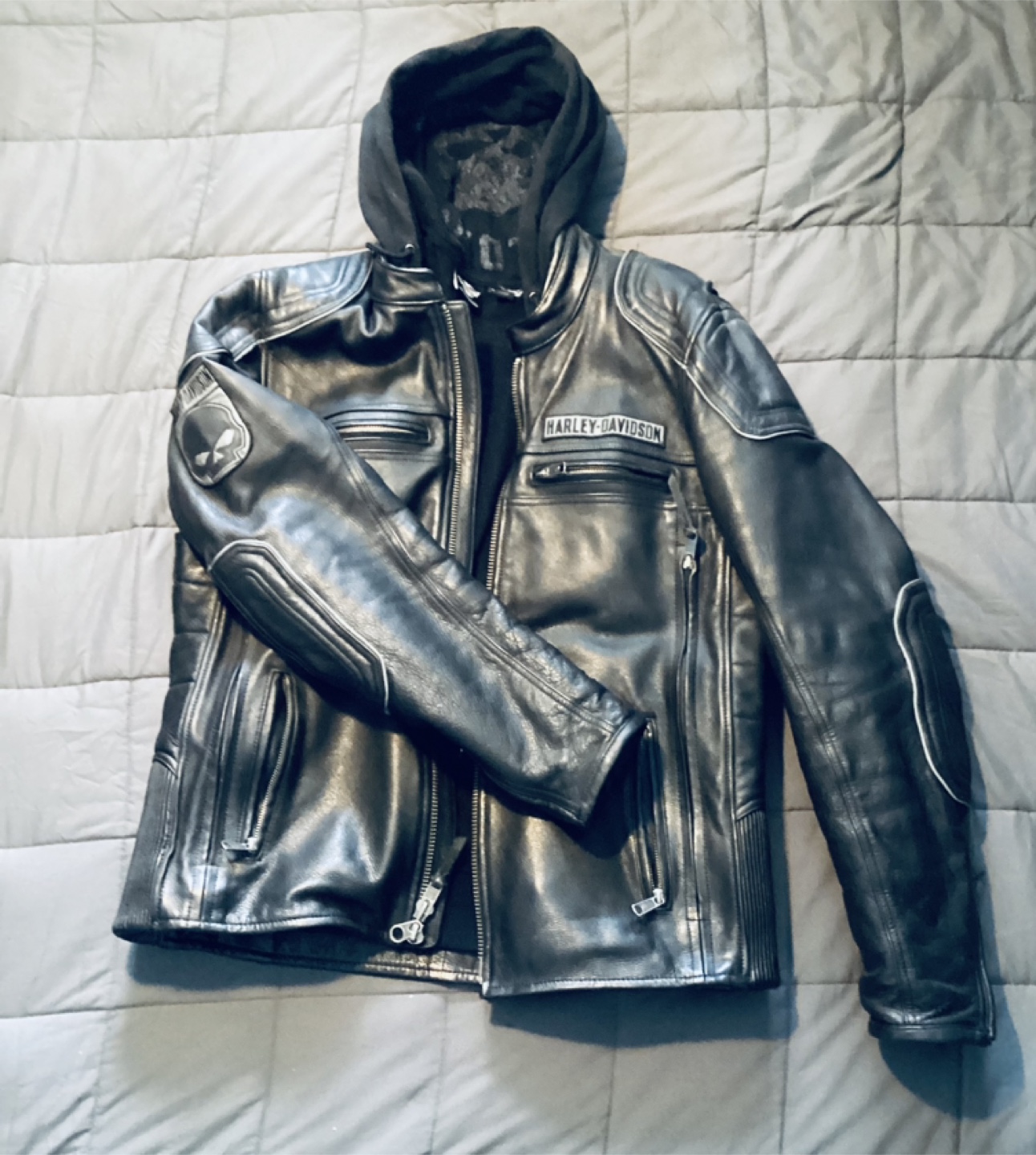 Harley-Davidson Men's Leather Jacket with Detachable Hood - photo 3