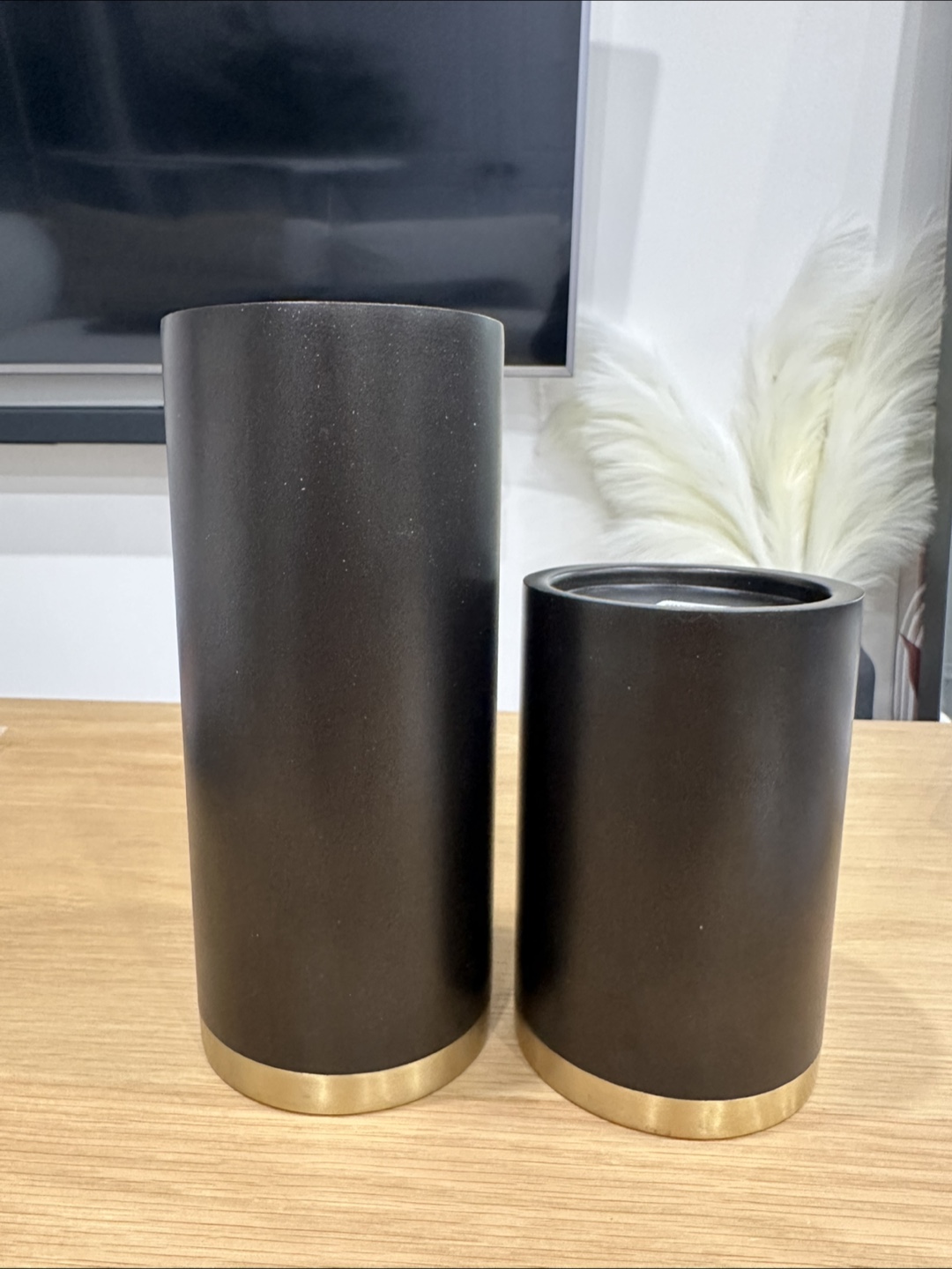 Crate & Barrel Black & Gold Candle Holders - photo 2