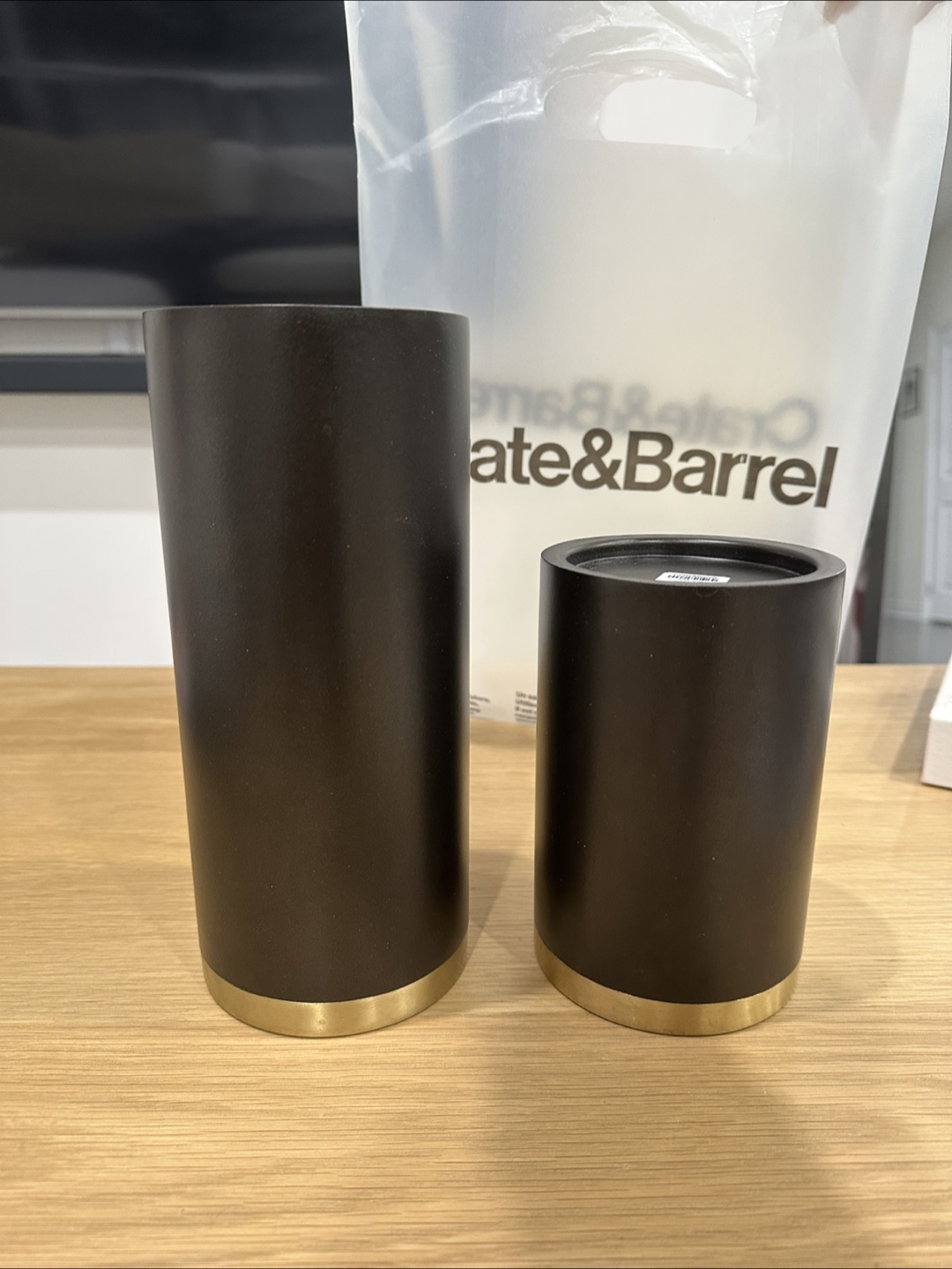 Crate & Barrel Black & Gold Candle Holders - photo 4