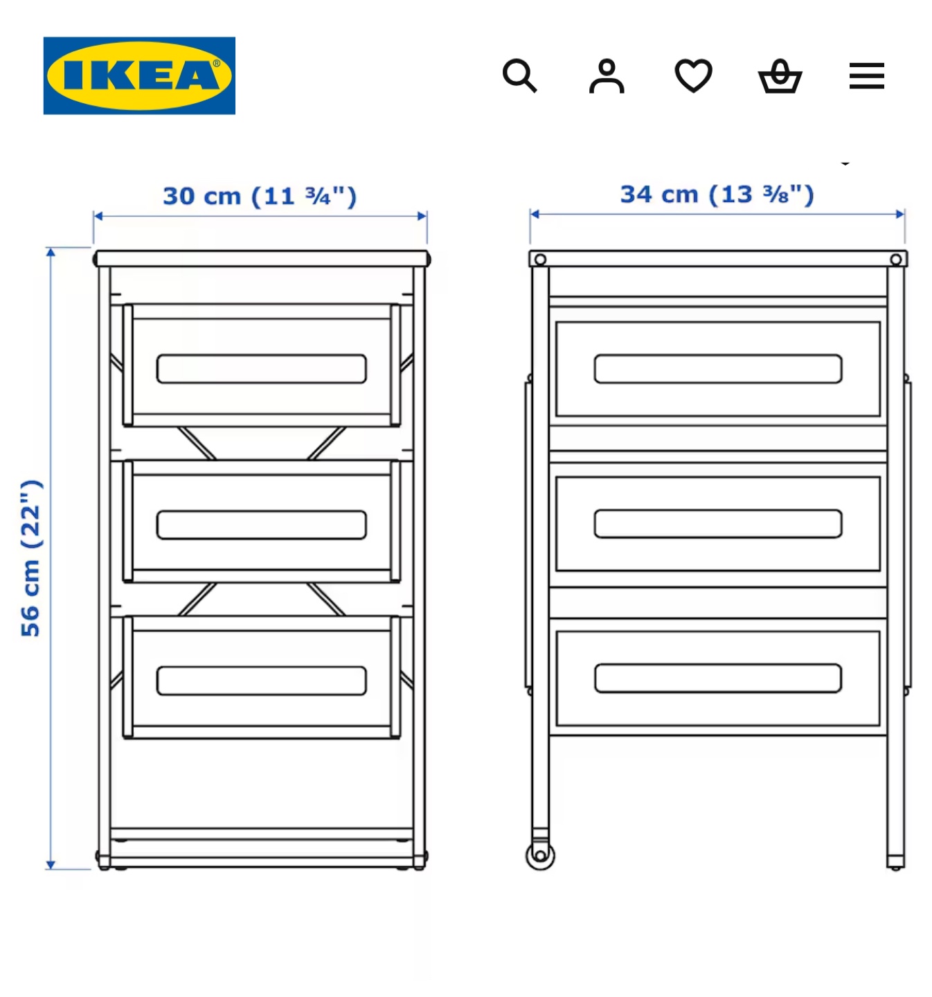 IKEA Storage unit with three drawers - photo 3