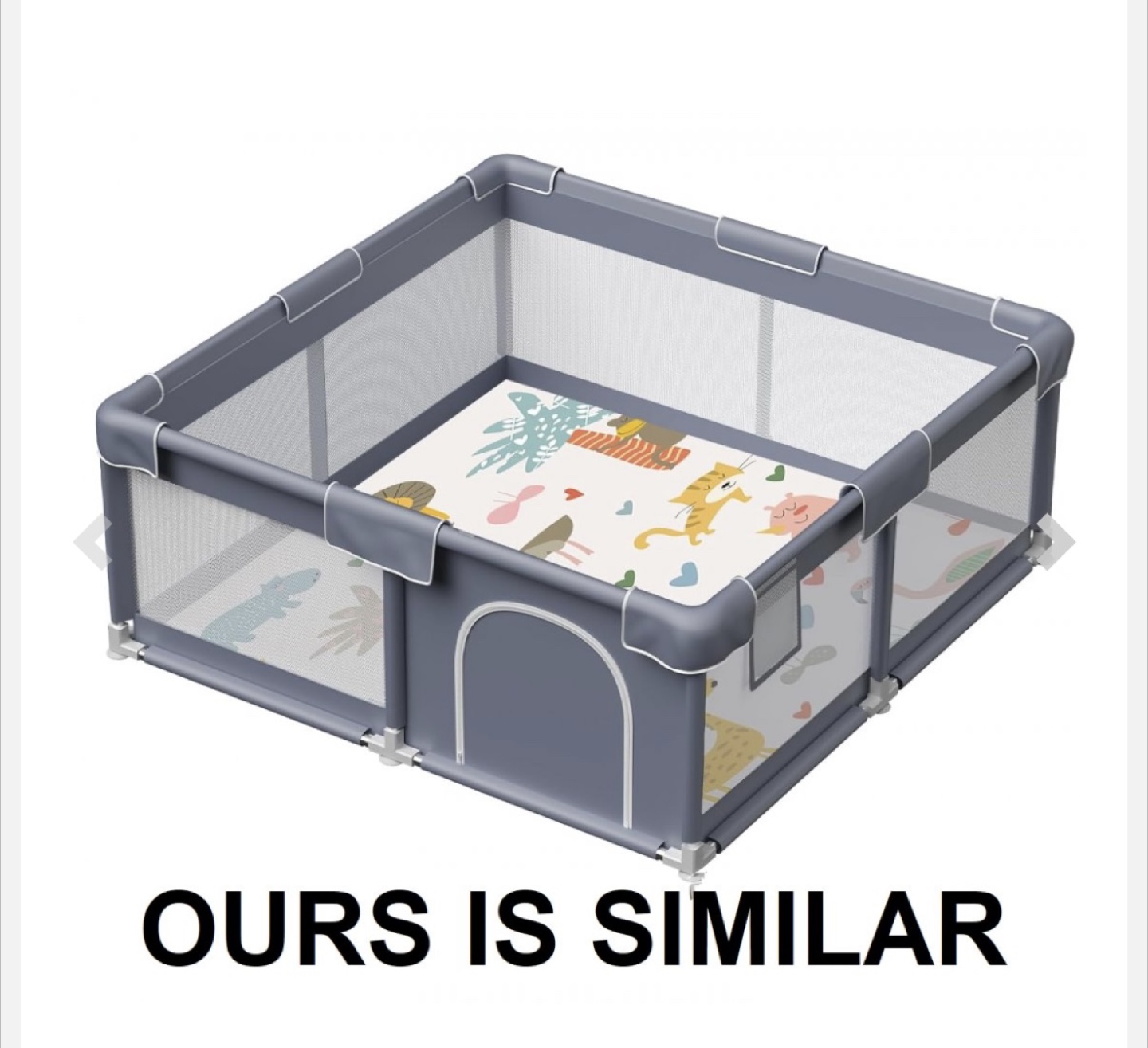 Playpen with Playmat - Grey and White