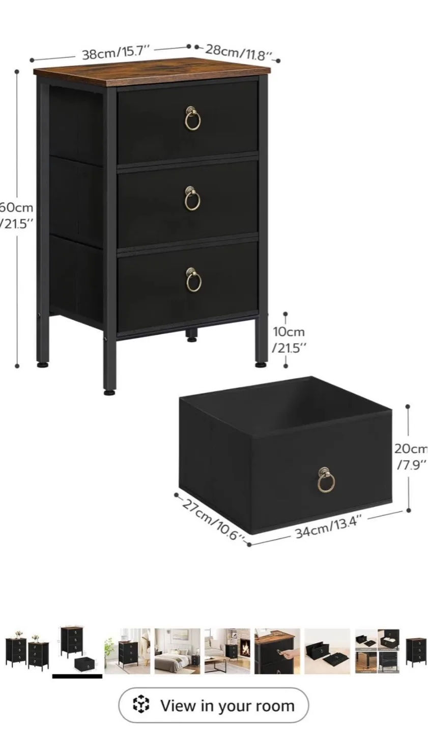 Three-Drawer Nightstand with Fabric Drawers image indicator(2)