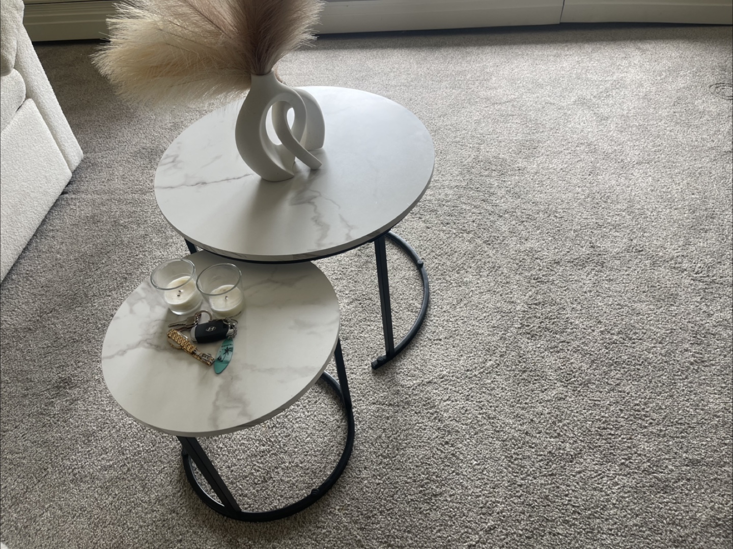 Nest of Two Marble-Top Coffee Tables