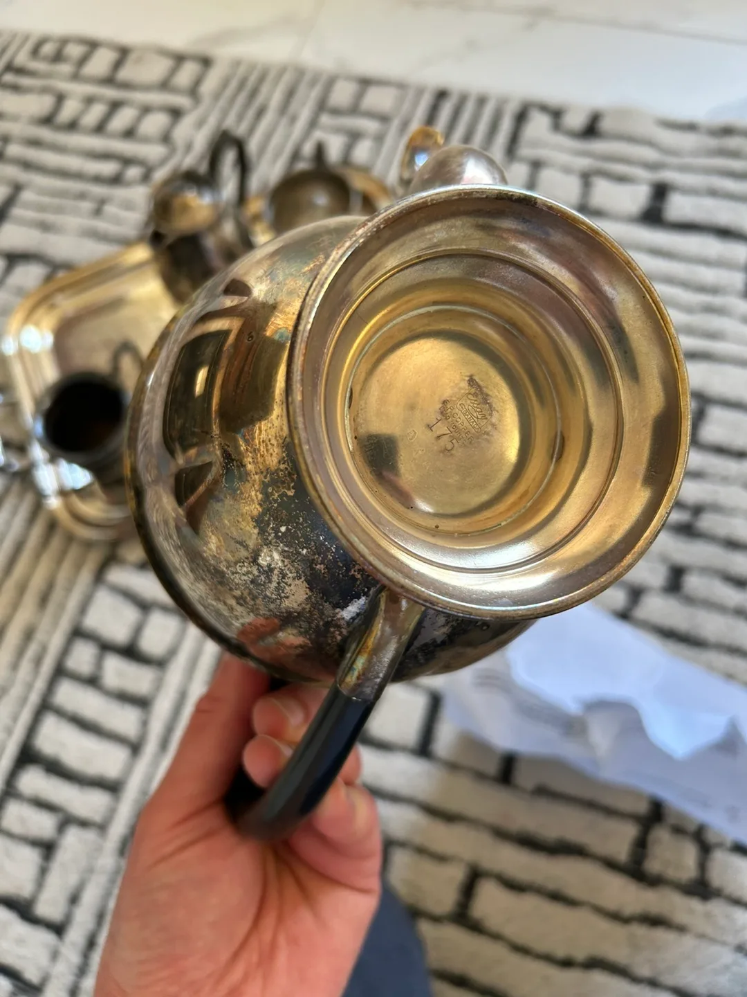 Vintage Silverplate Tea Set with Serving Tray image indicator(4)