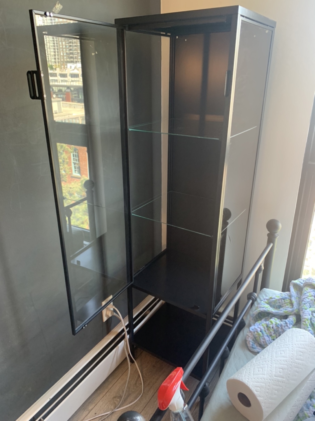 Black Metal and Glass Display Cabinet - photo 2