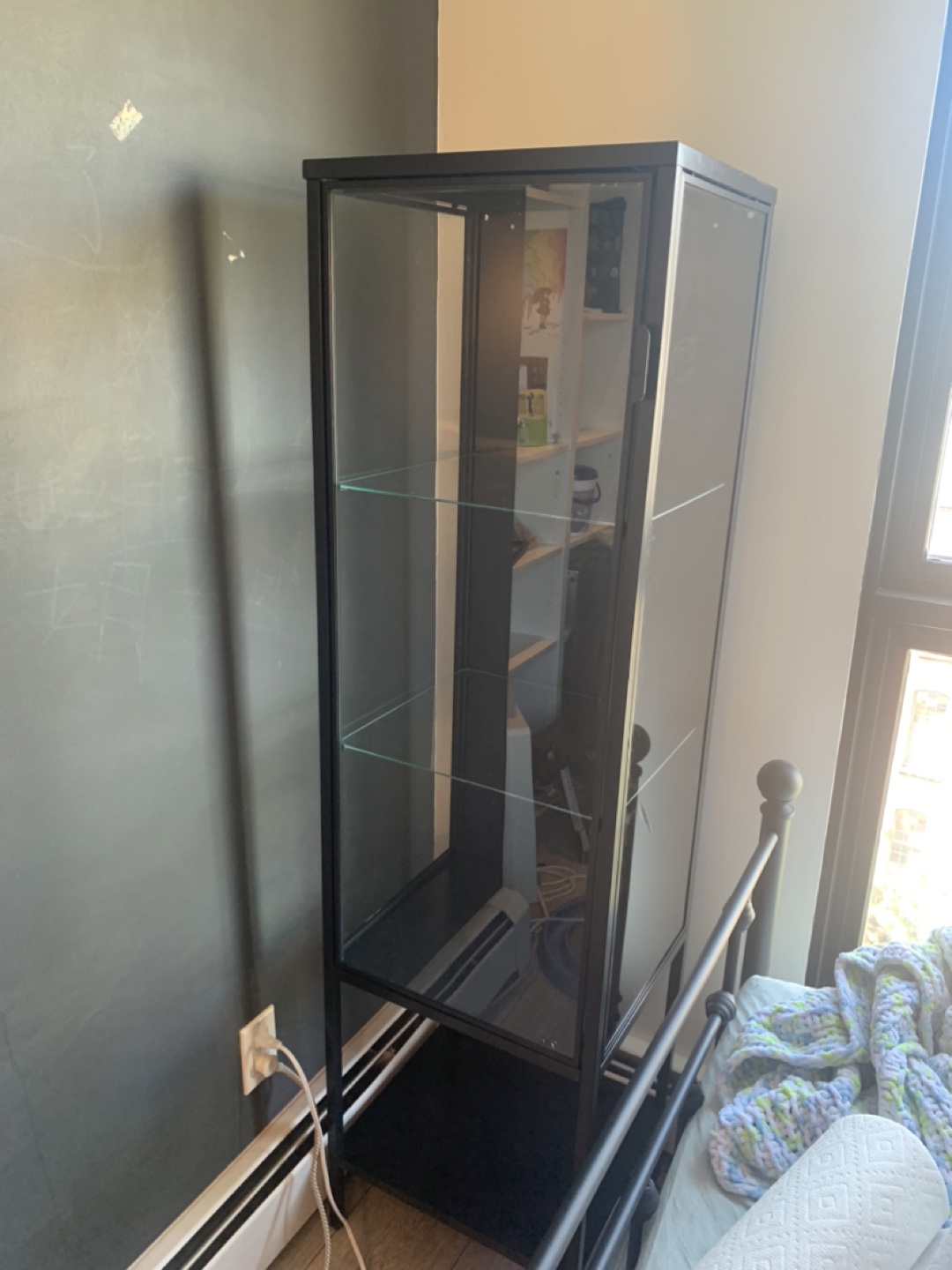 Black Metal and Glass Display Cabinet
