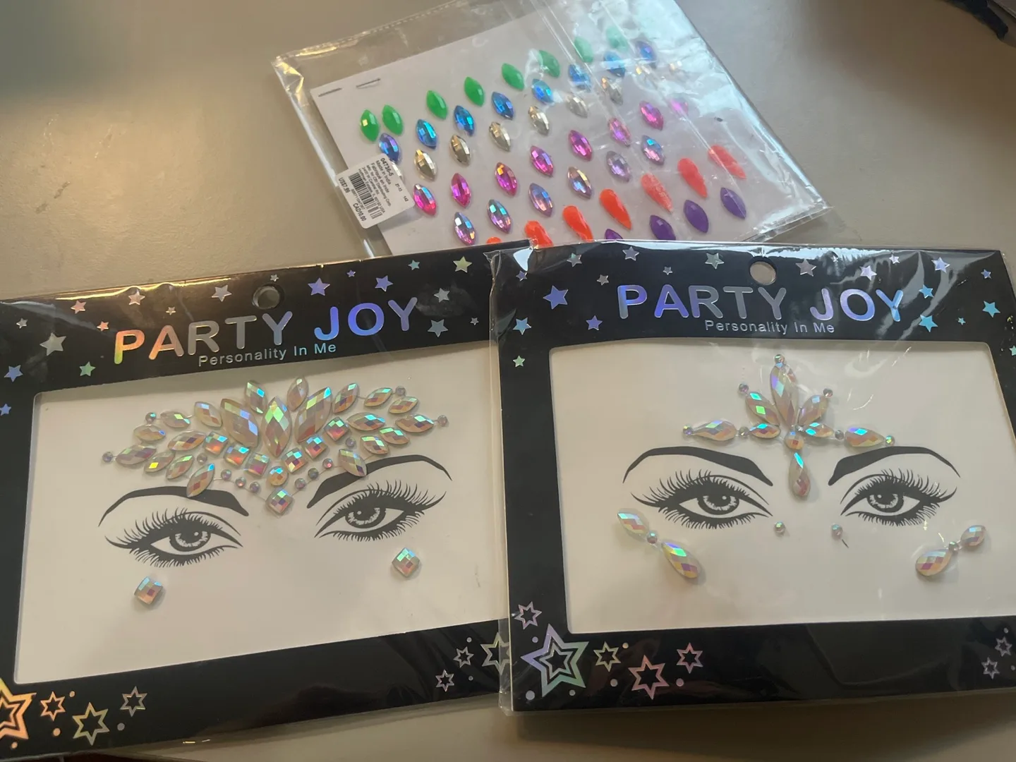 Two packs of Party Joy face jewels image indicator(2)