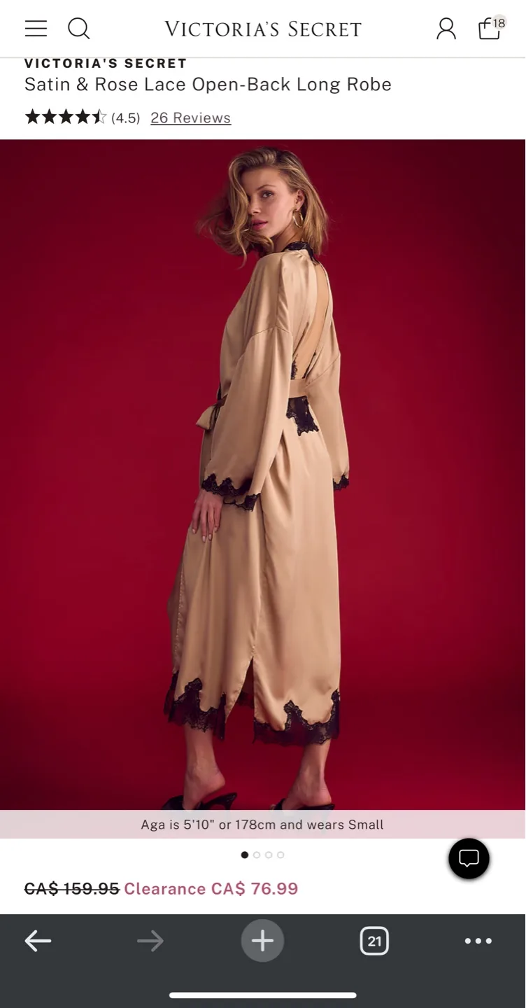 Victoria's Secret Satin & Rose Lace Open-Back Long Robe thumbnail