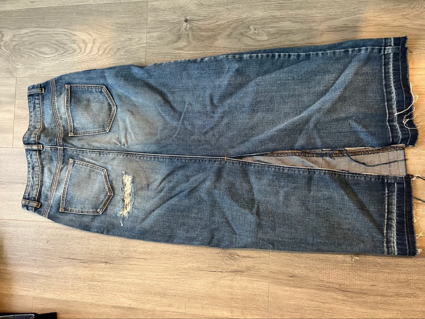 Zara Basic Denim Maxi Split Skirt XS image indicator(5)