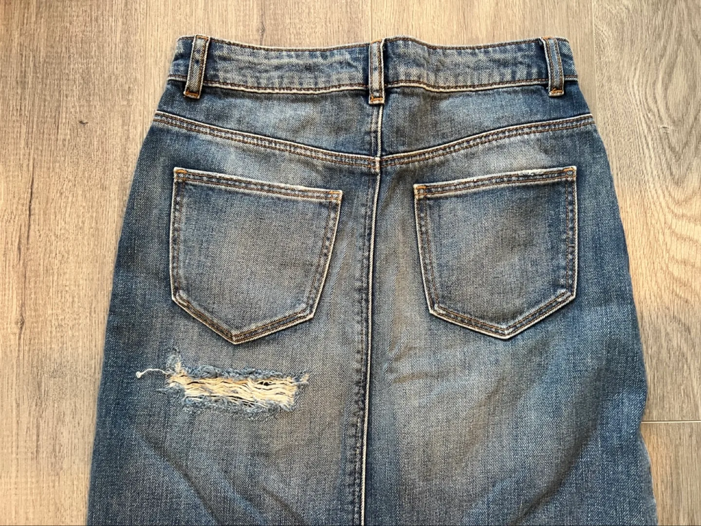 Zara Basic Denim Maxi Split Skirt XS image indicator(6)