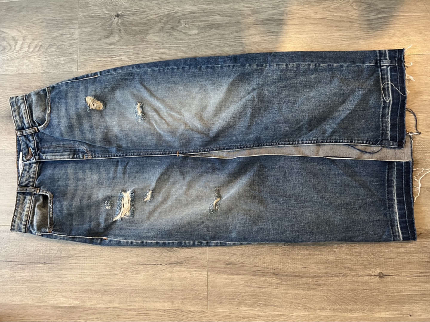 Zara Basic Denim Maxi Split Skirt XS