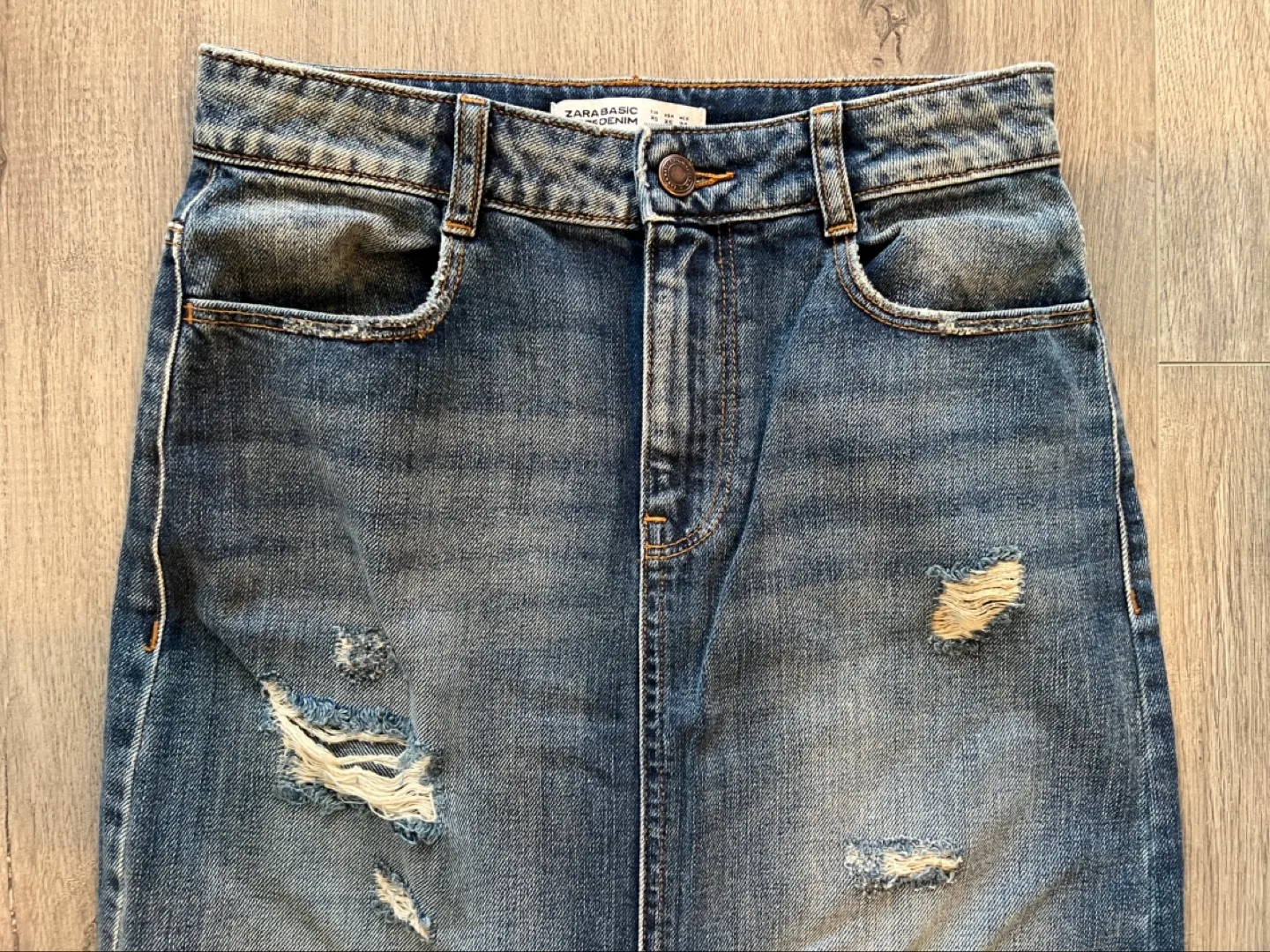 Zara Basic Denim Maxi Split Skirt XS image indicator(3)