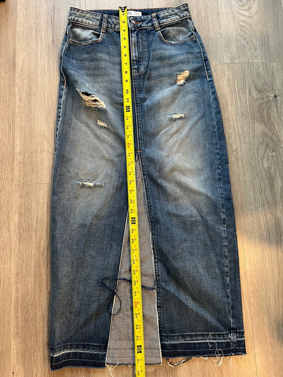 Zara Basic Denim Maxi Split Skirt XS image indicator(9)