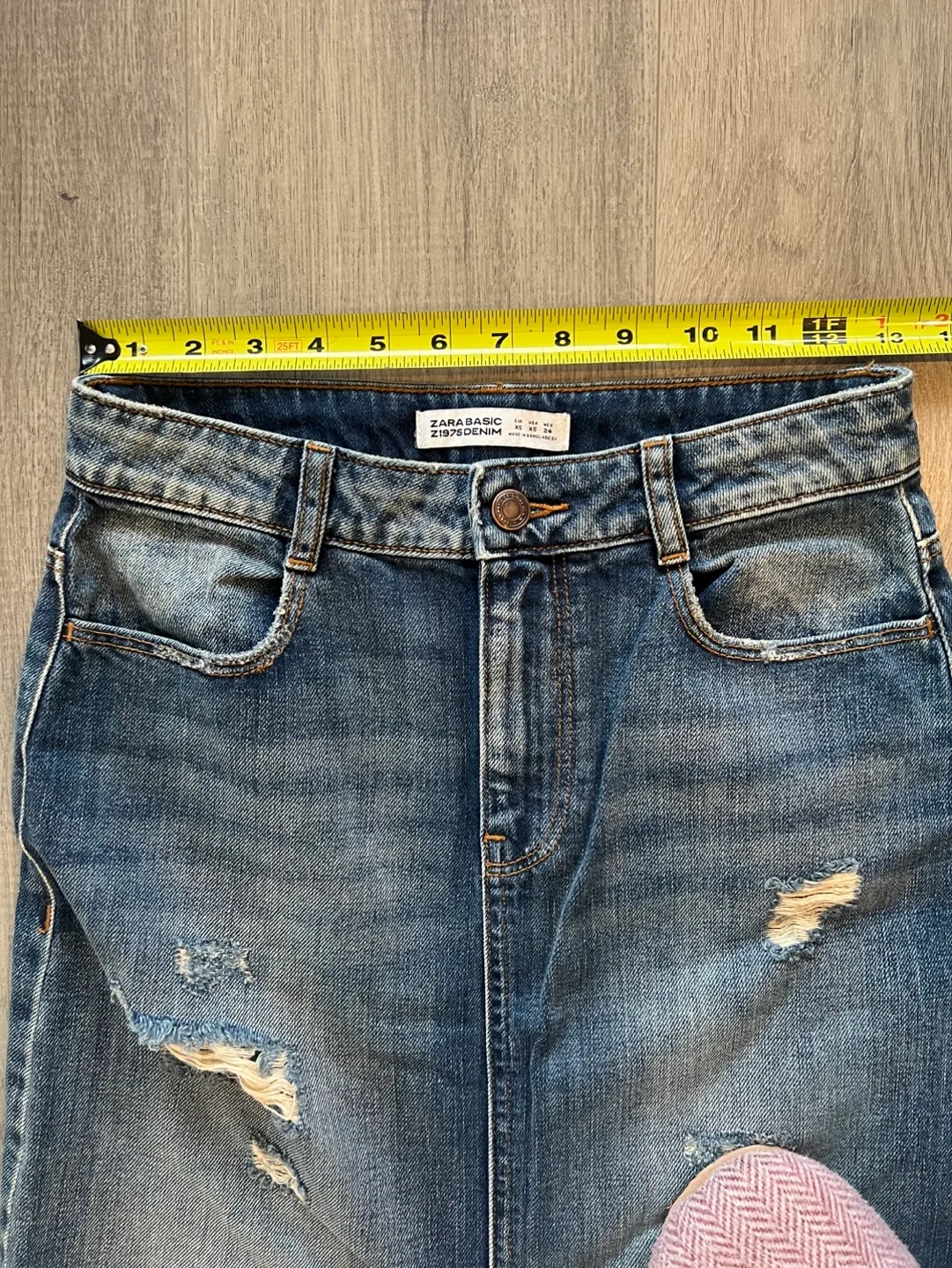 Zara Basic Denim Maxi Split Skirt XS image indicator(10)