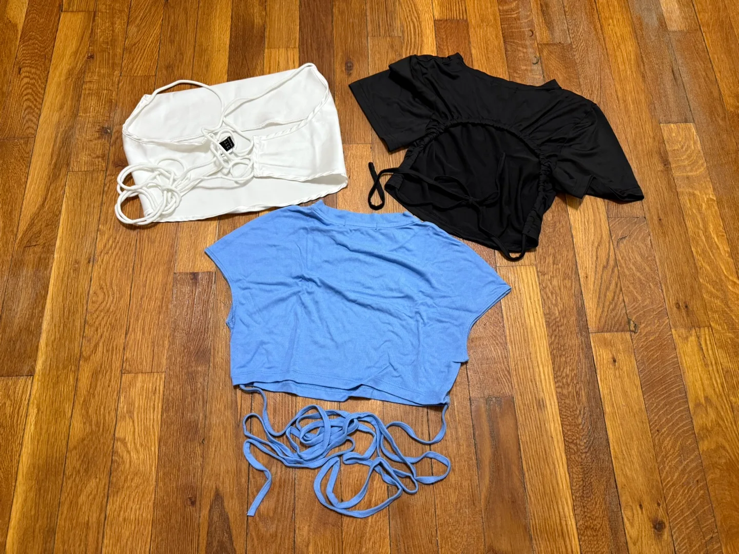 Three Cute Crop Tops - White, Black, and Light Blue image indicator(2)