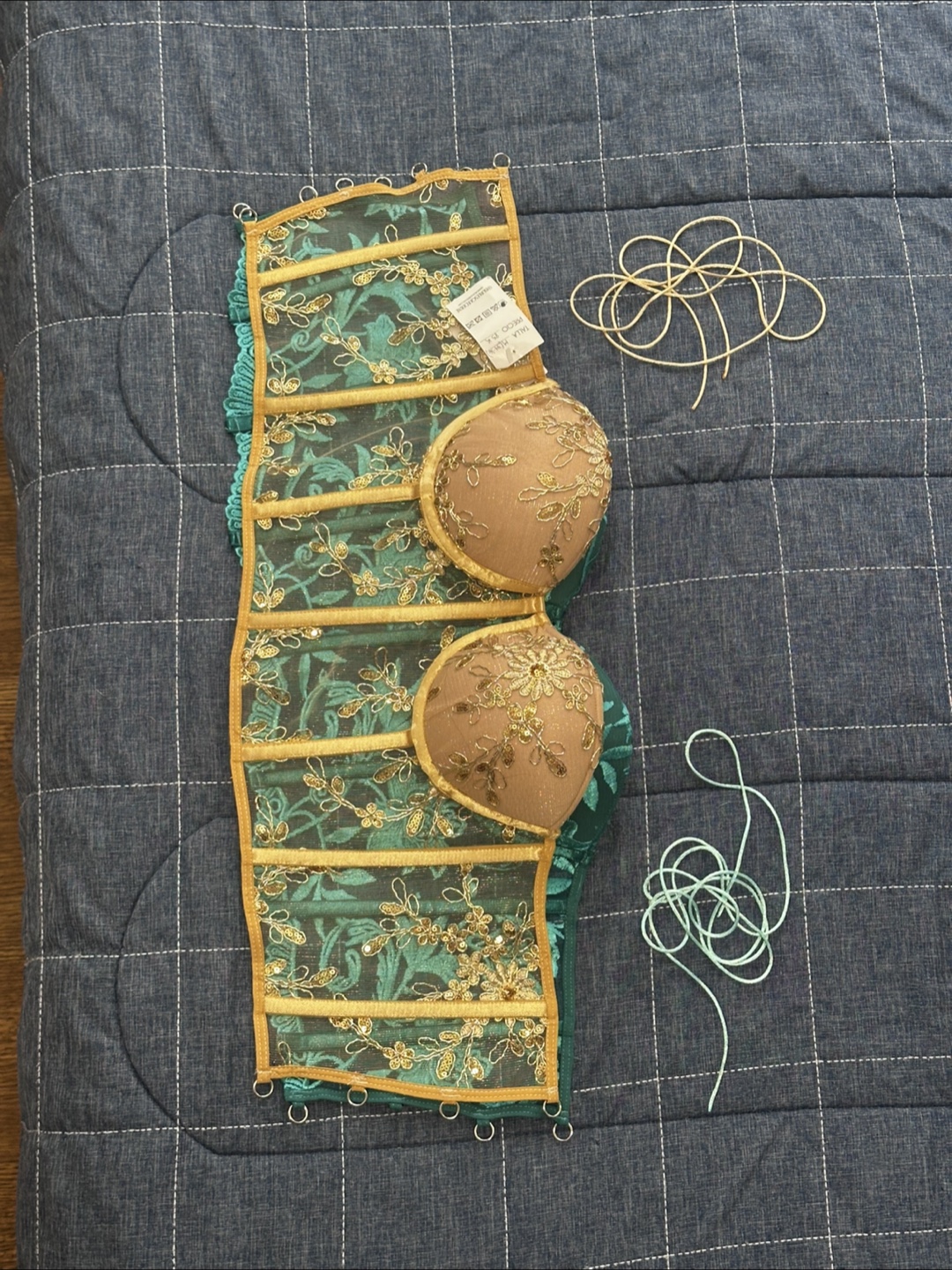 Teal and Gold Embroidered Corset - photo 5